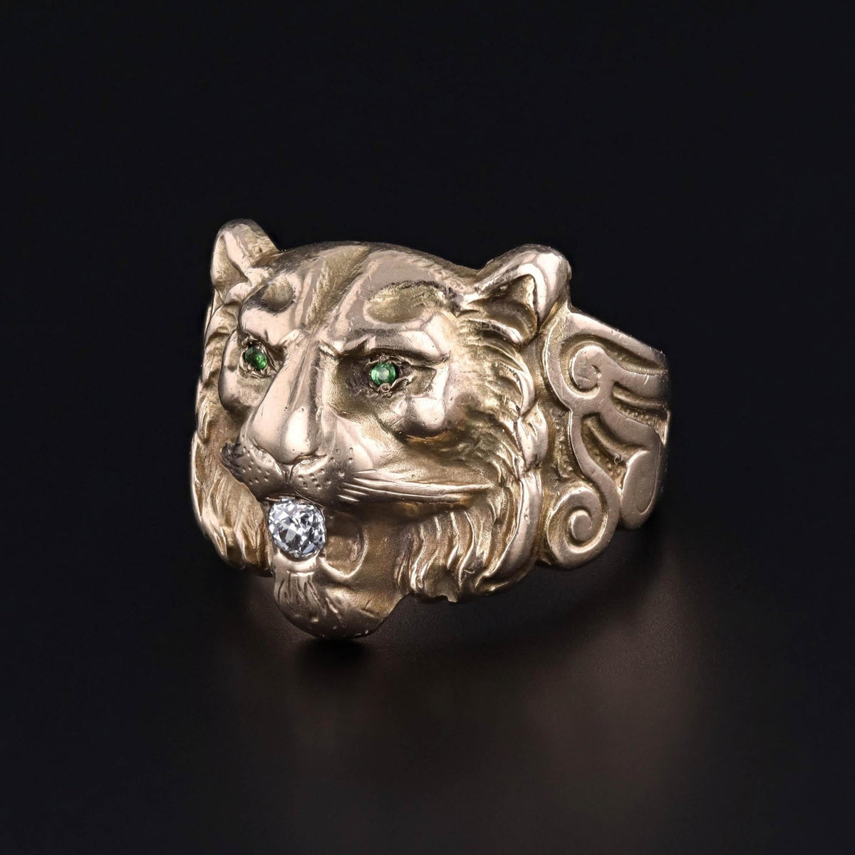 RESERVED for T - Antique Lion Ring of 10k Gold - Trademark Antiques