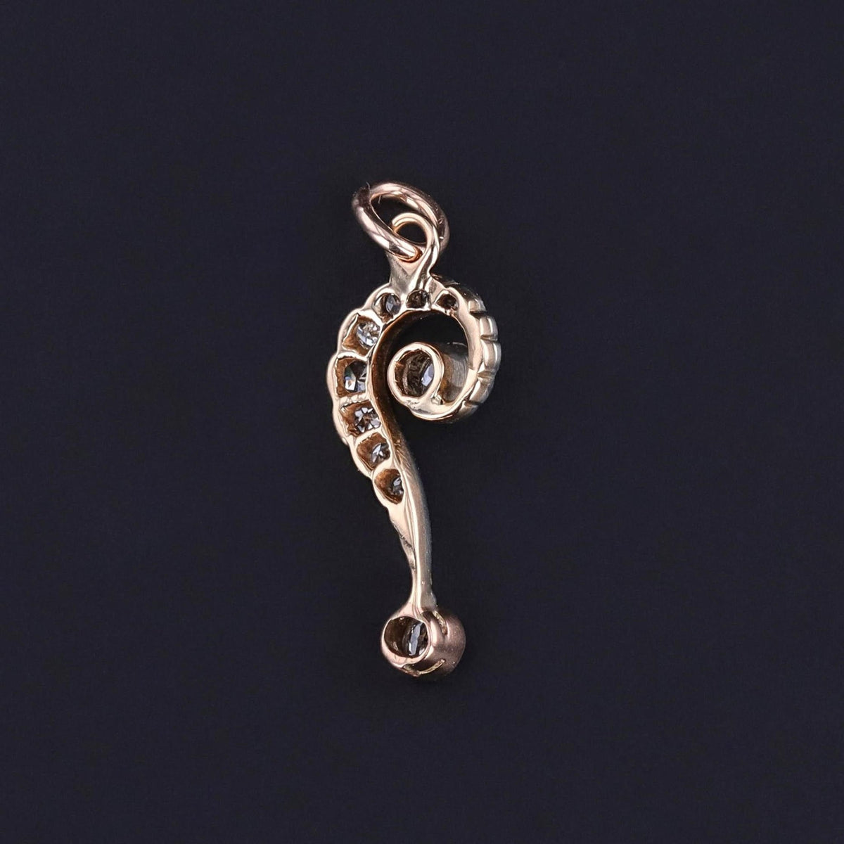 RESERVED for Z. Antique Questions Mark Charm of Diamond and 14k Gold - Trademark Antiques