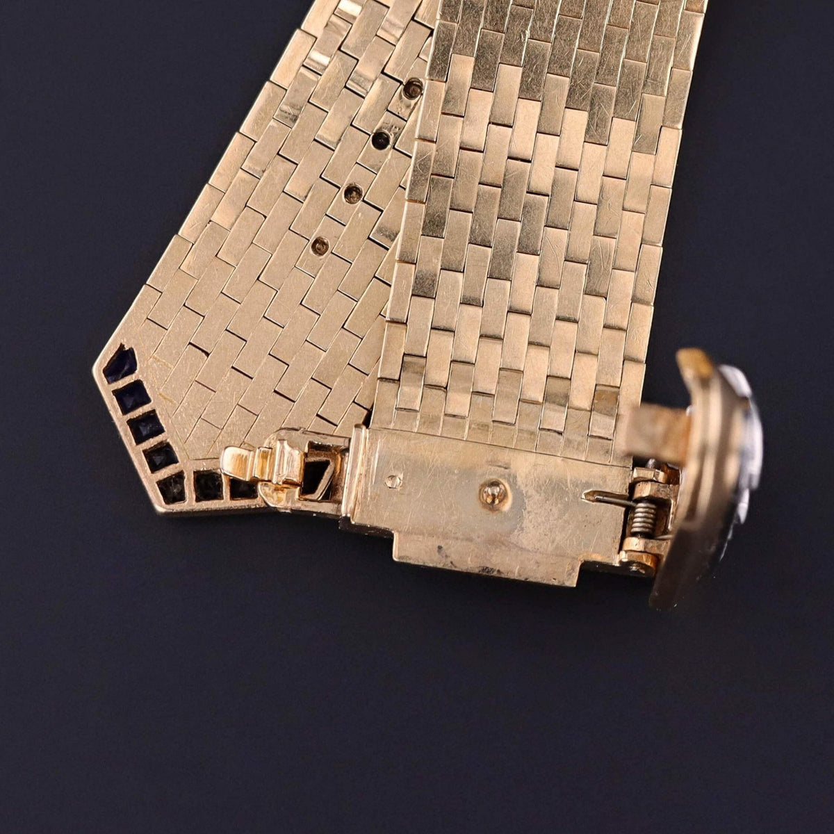 Retro Vintage Tiffany Belt &amp; Buckle Bracelet of 14k Gold Sapphire and Diamond - Trademark Antiques