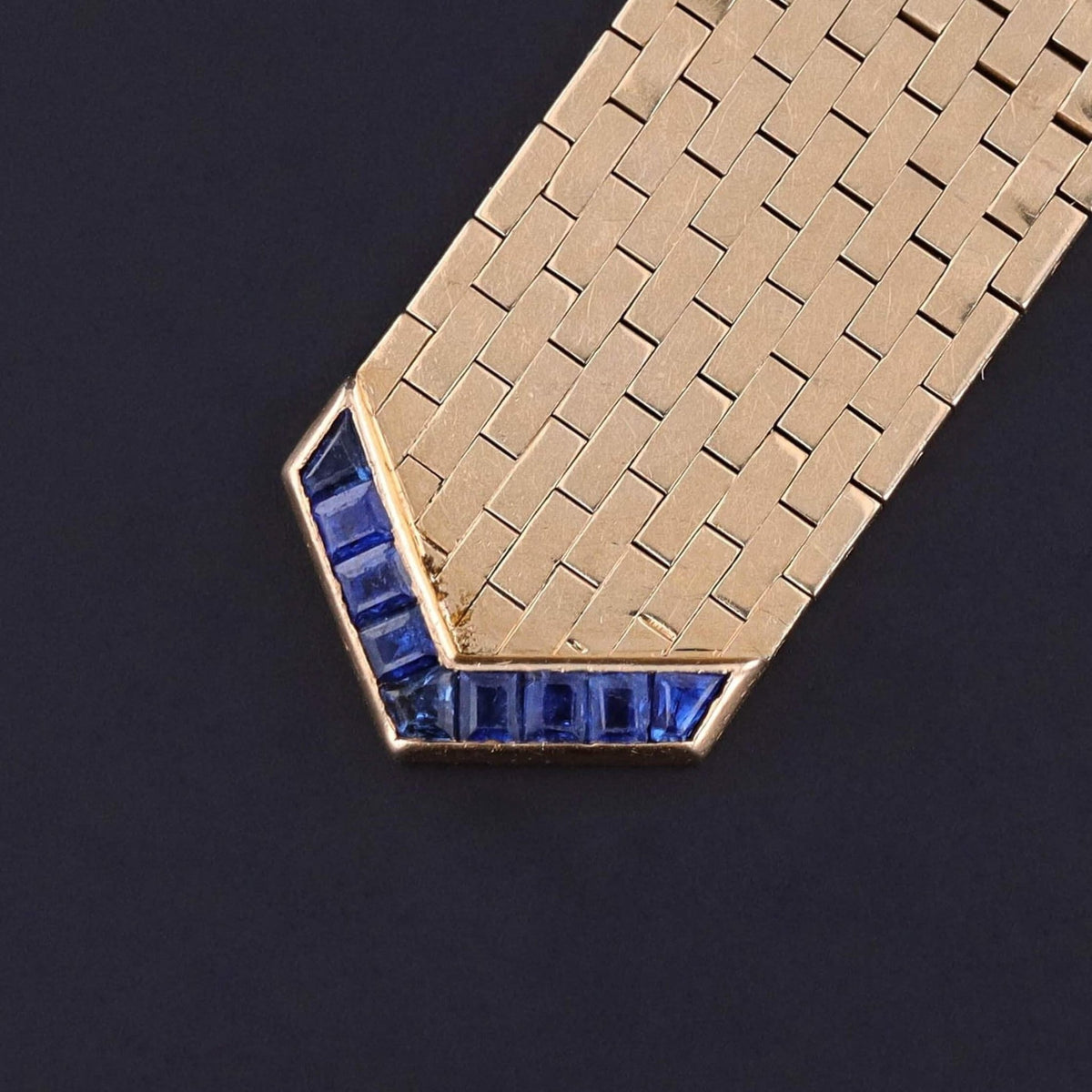 Retro Vintage Tiffany Belt &amp; Buckle Bracelet of 14k Gold Sapphire and Diamond - Trademark Antiques