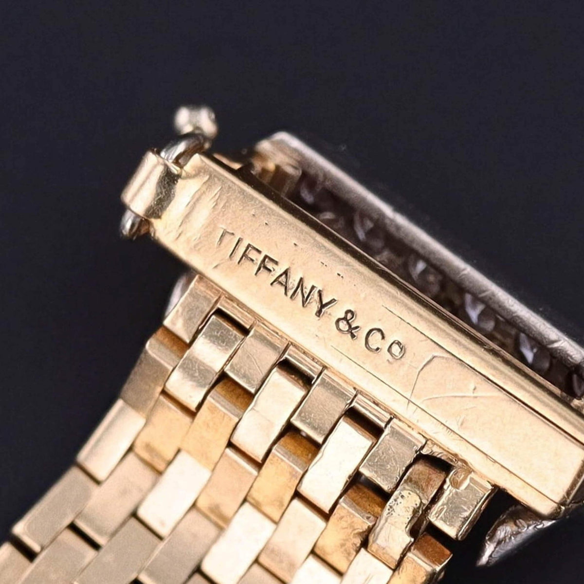 Retro Vintage Tiffany Belt &amp; Buckle Ring of 14k Gold Sapphire and Diamond - Trademark Antiques