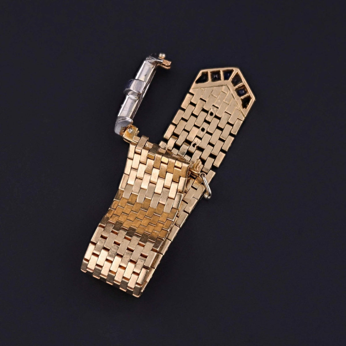 Retro Vintage Tiffany Belt &amp; Buckle Ring of 14k Gold Sapphire and Diamond - Trademark Antiques