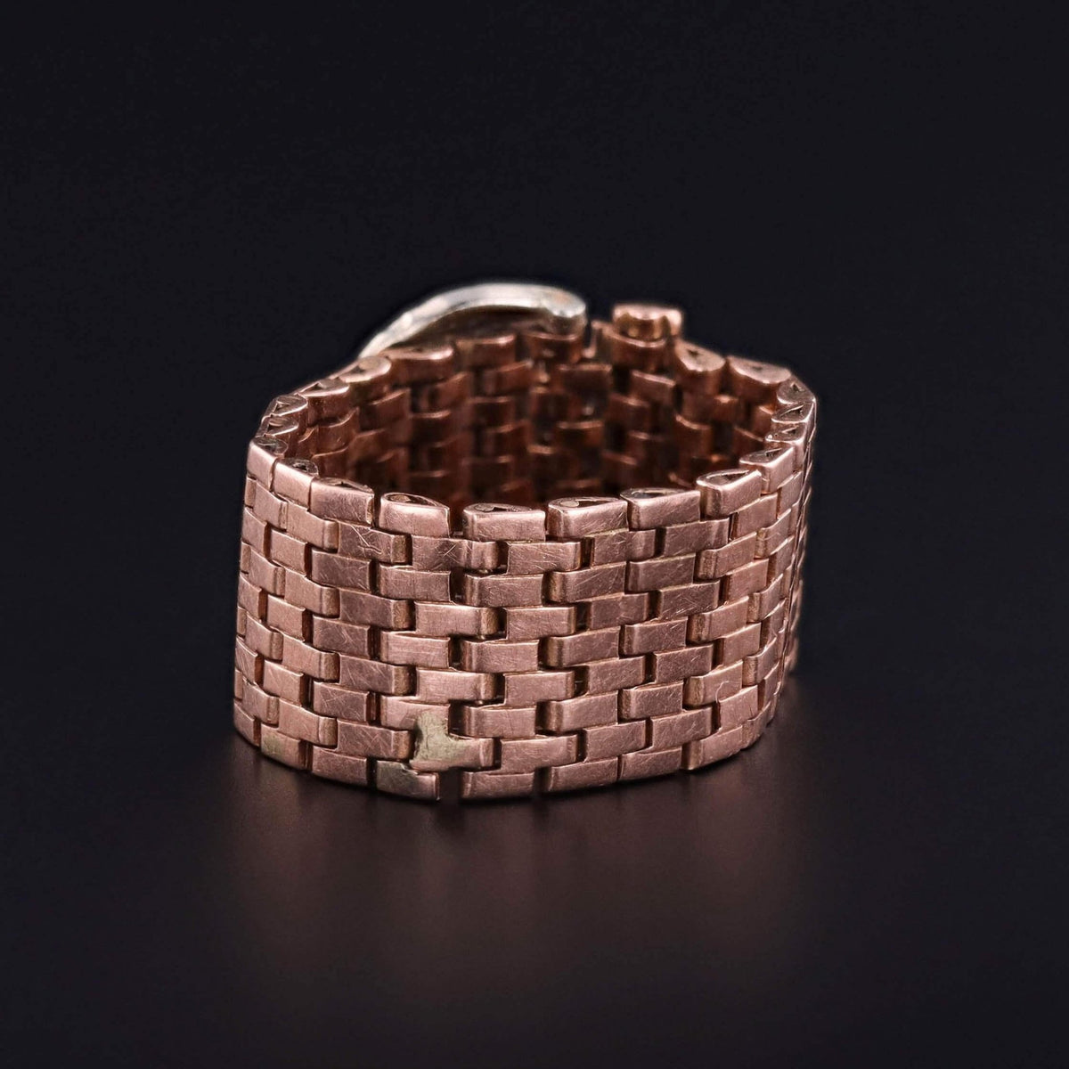 Retro Woven Buckle Ring of 14k Gold Rose Gold - Trademark Antiques