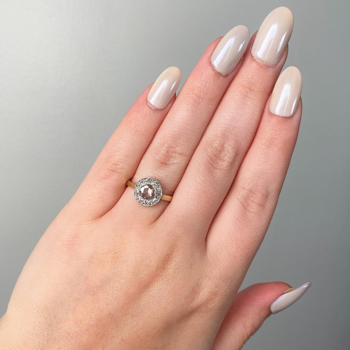 Rose Cut Diamond Ring of 14k Gold and Platinum - Trademark Antiques
