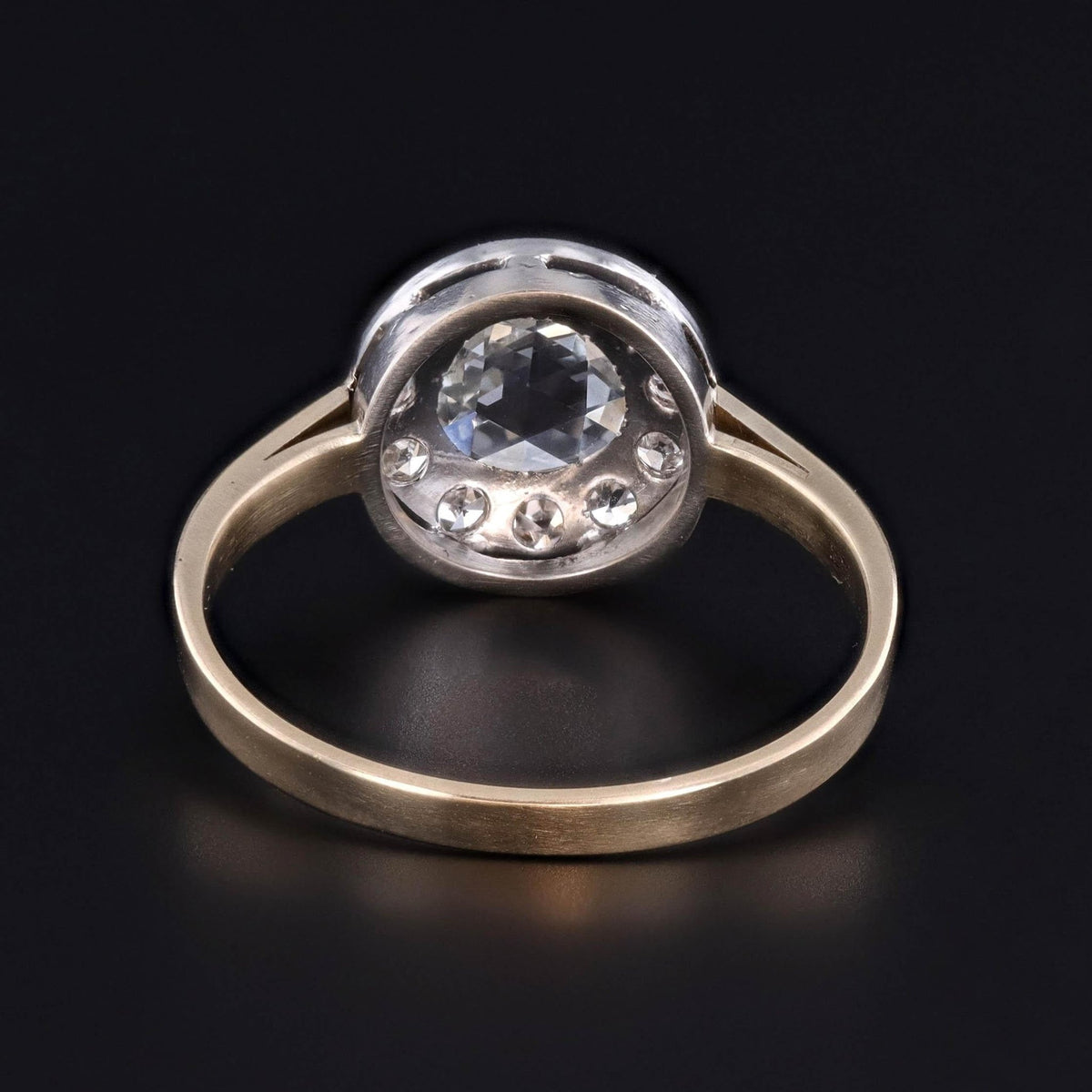Rose Cut Diamond Ring of 14k Gold and Platinum - Trademark Antiques