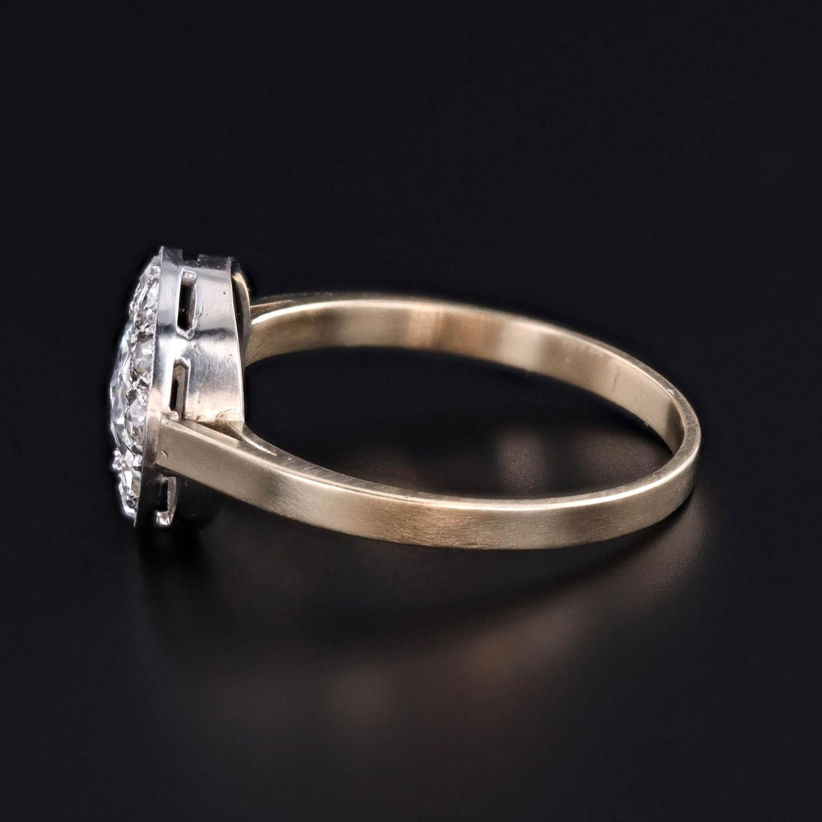 Rose Cut Diamond Ring of 14k Gold and Platinum - Trademark Antiques