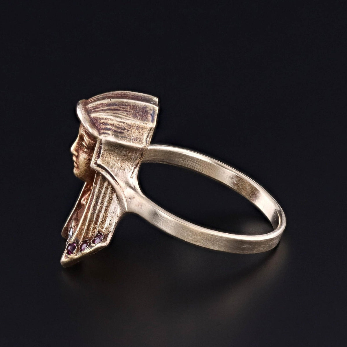 Ruby and Diamond Pharaoh Ring of 14k Gold - Trademark Antiques