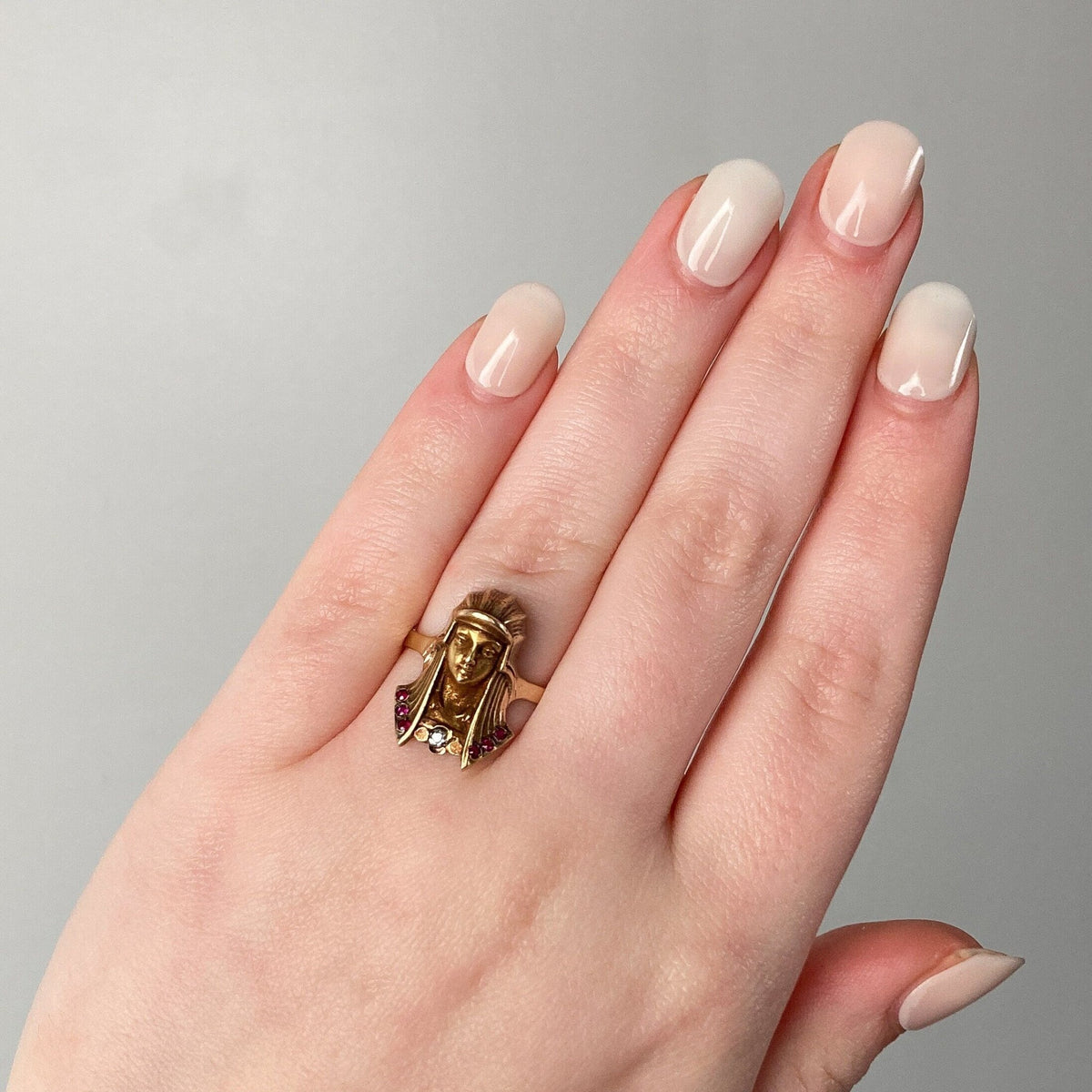 Ruby and Diamond Pharaoh Ring of 14k Gold - Trademark Antiques