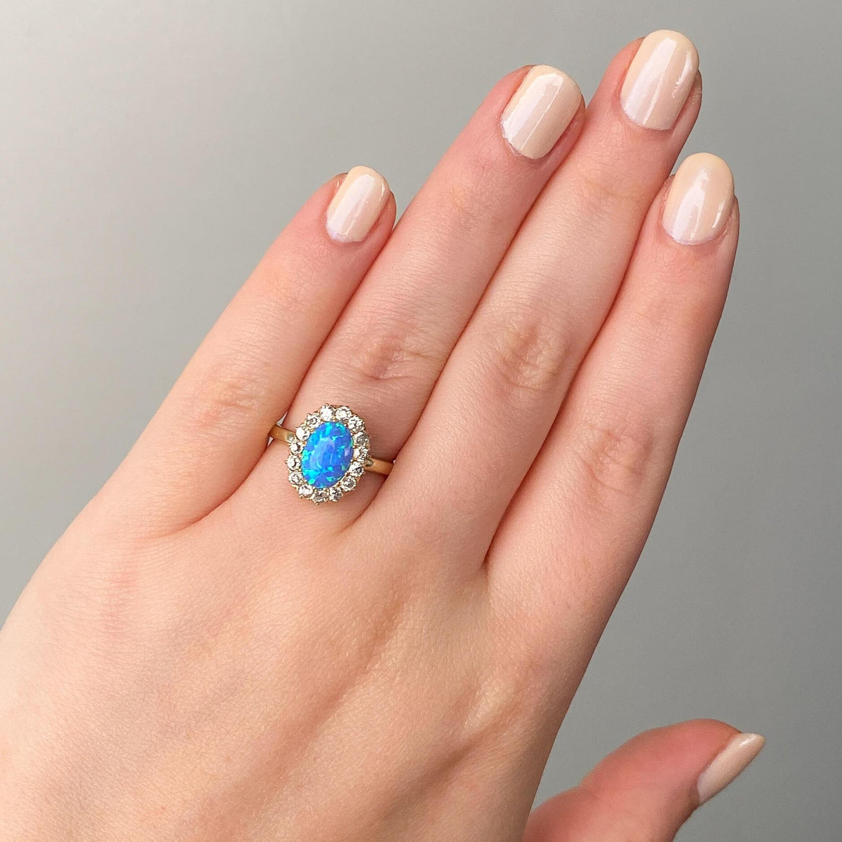 Semi-Black Opal and Diamond Conversion Ring of 14k &amp; 10k Gold - Trademark Antiques