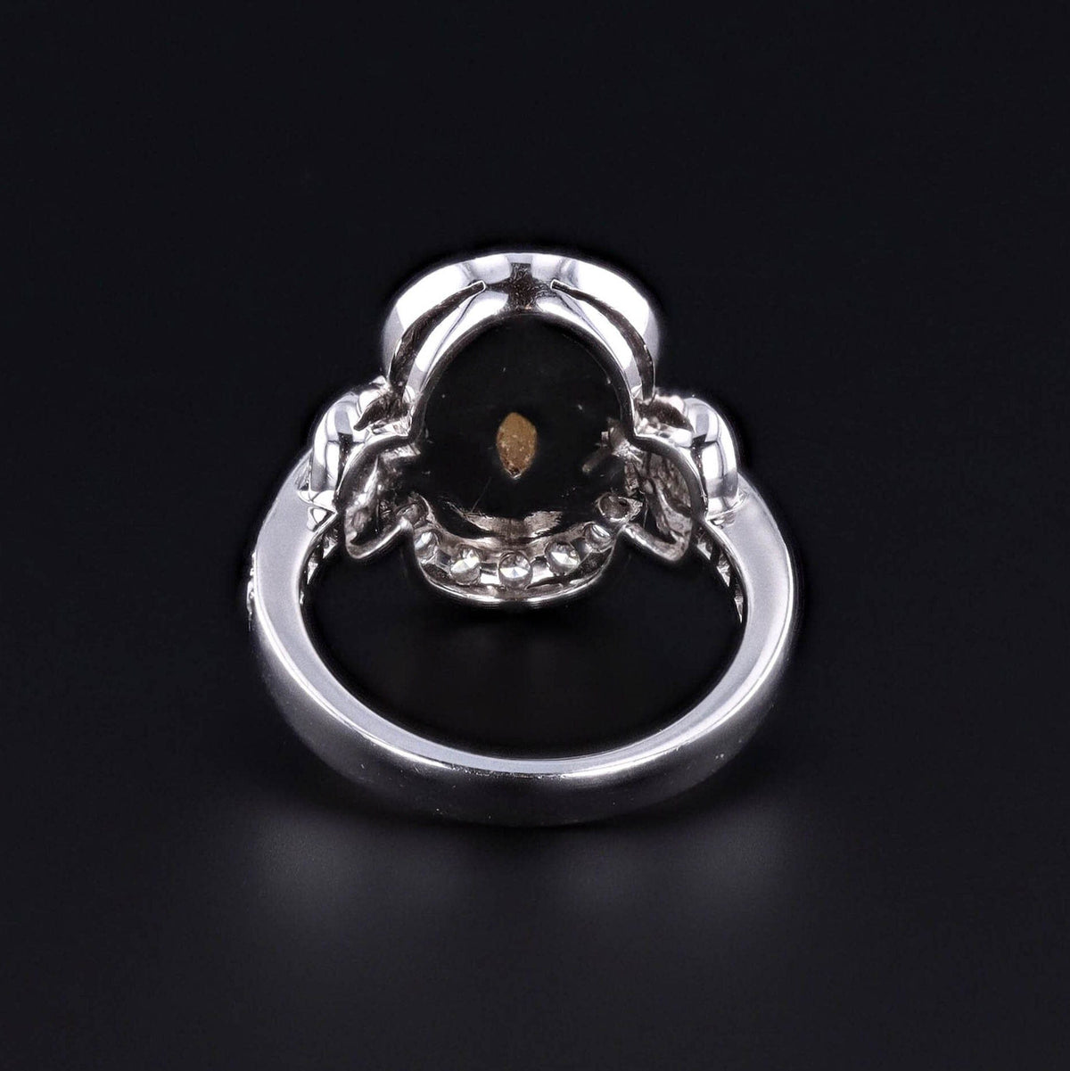 Semi Black Opal and Diamond Ring of 18k White Gold - Trademark Antiques