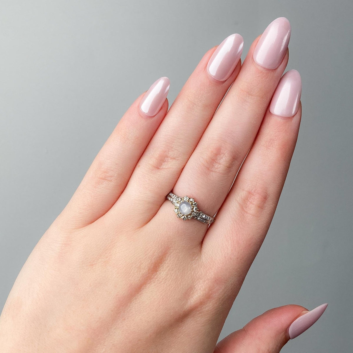 Star Sapphire and Diamond Halo Ring - Trademark Antiques