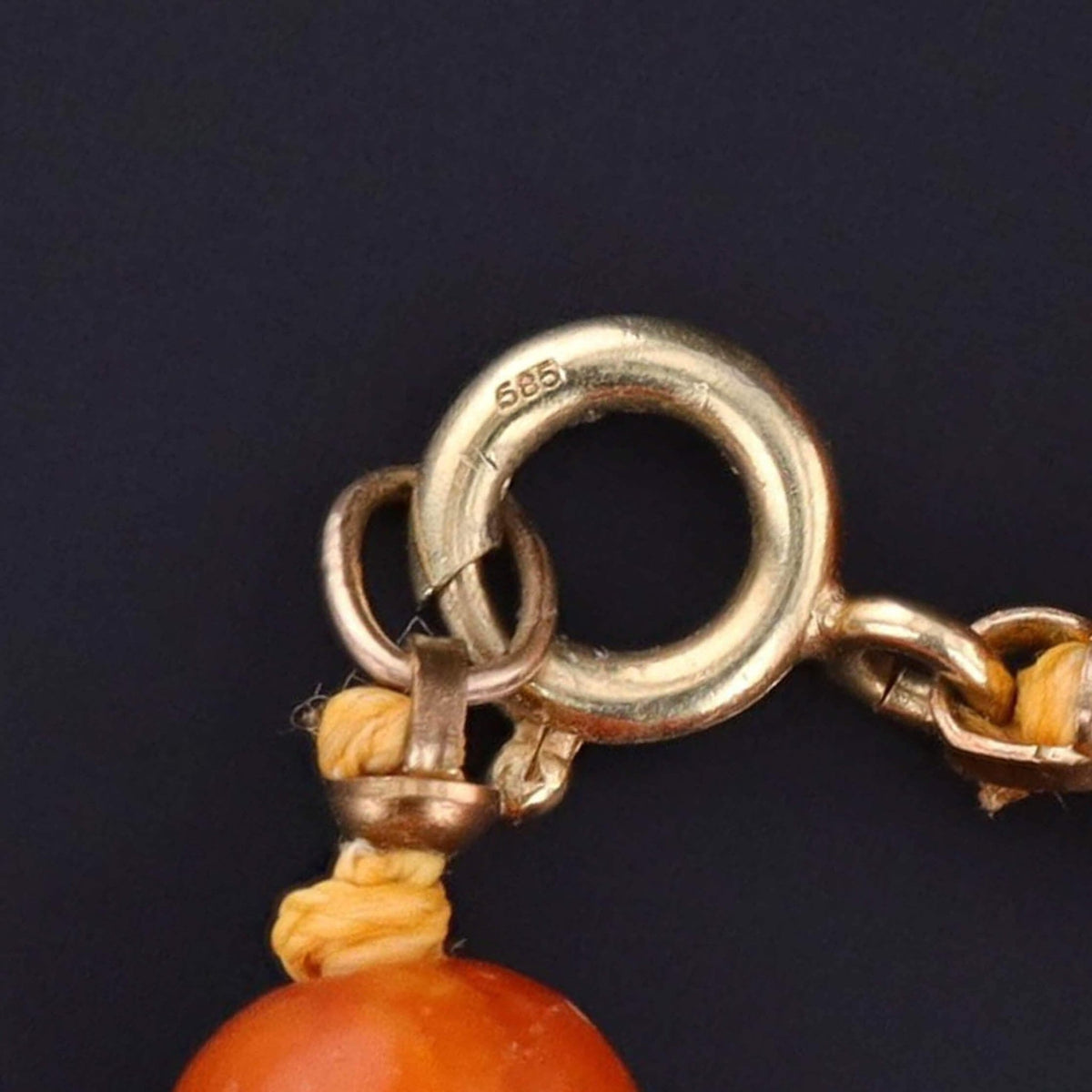 Victorian Amber Bead Necklace of 14k Gold - Trademark Antiques
