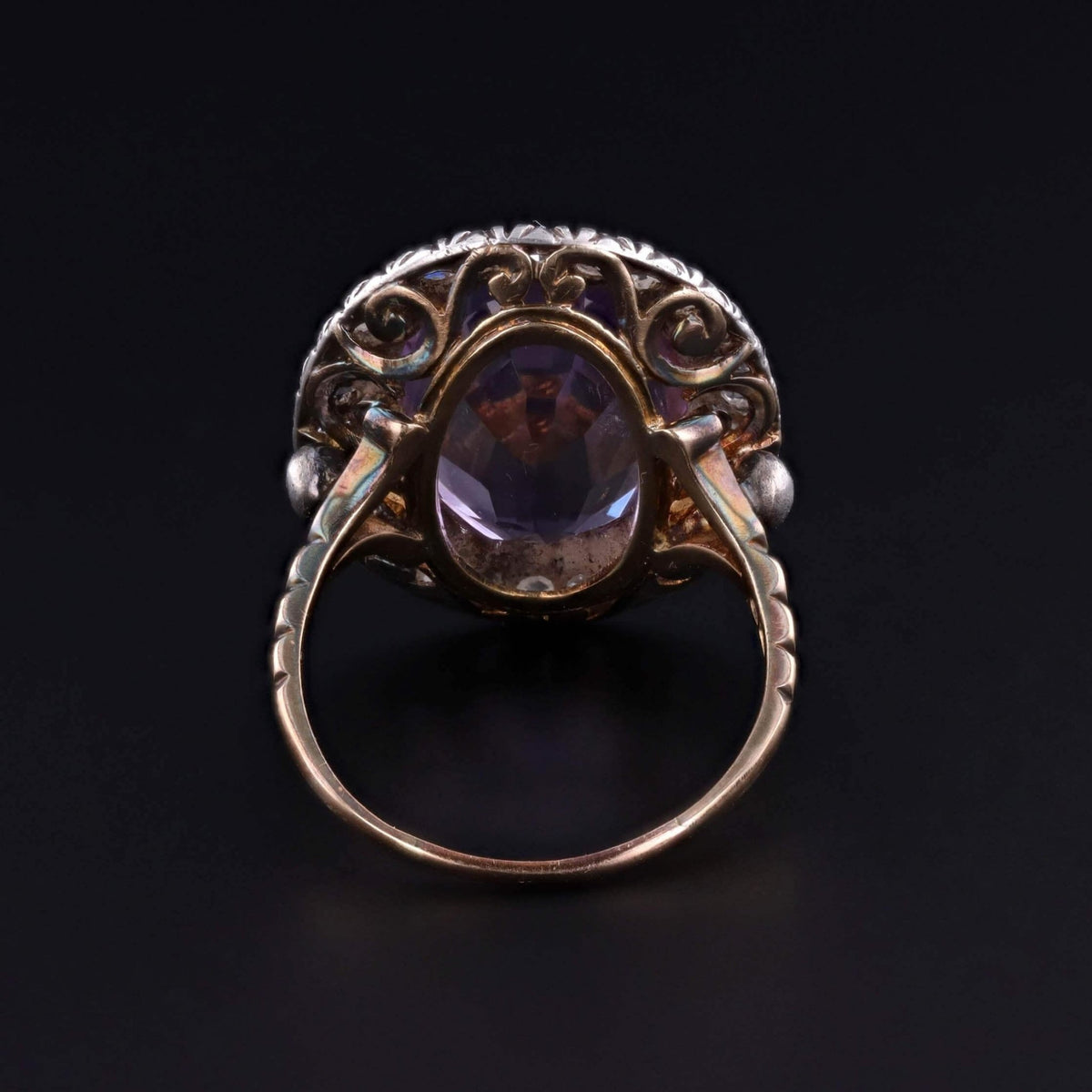 Victorian Amethyst and Diamond Ring of 15ct Gold - Trademark Antiques