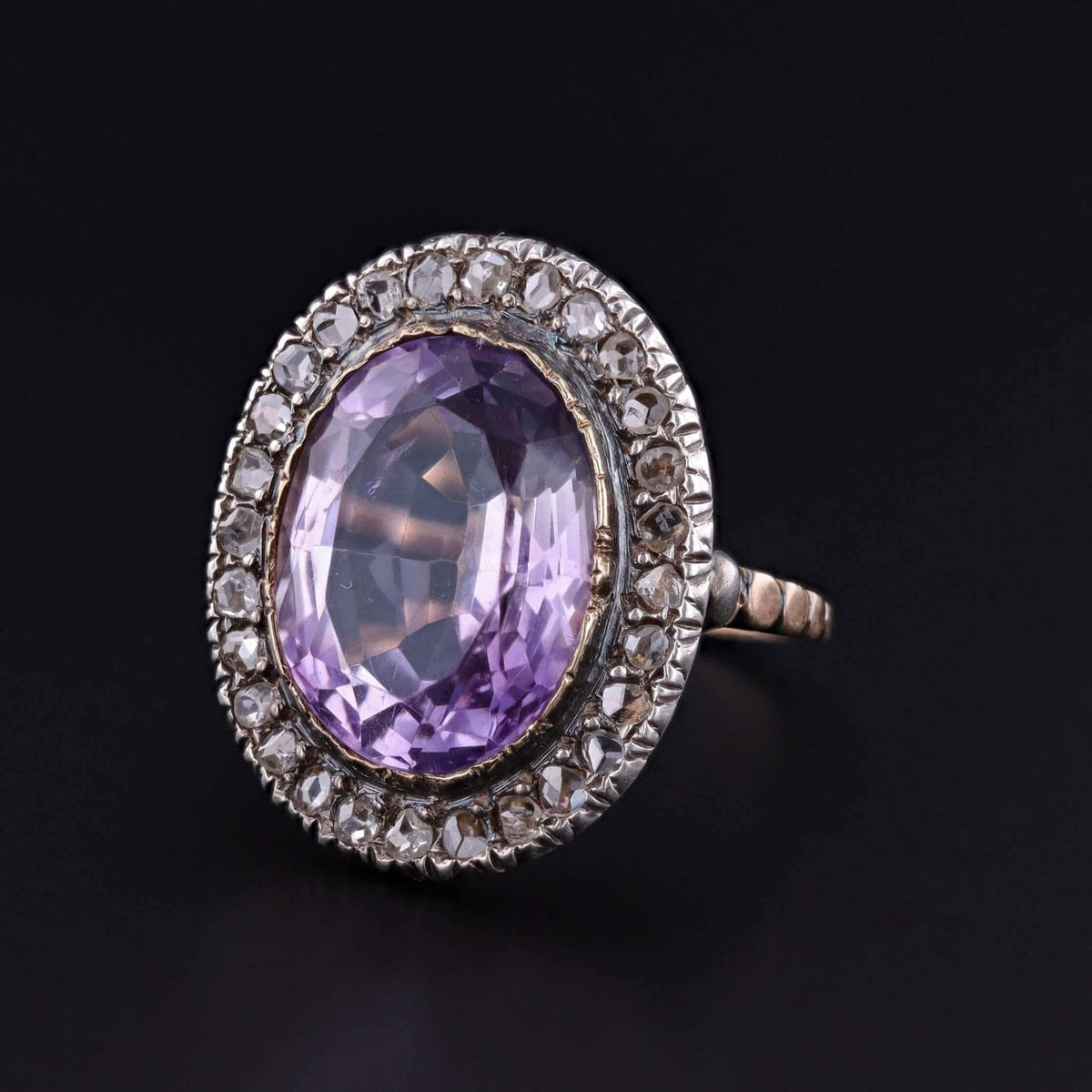 Victorian Amethyst and Diamond Ring of 15ct Gold - Trademark Antiques