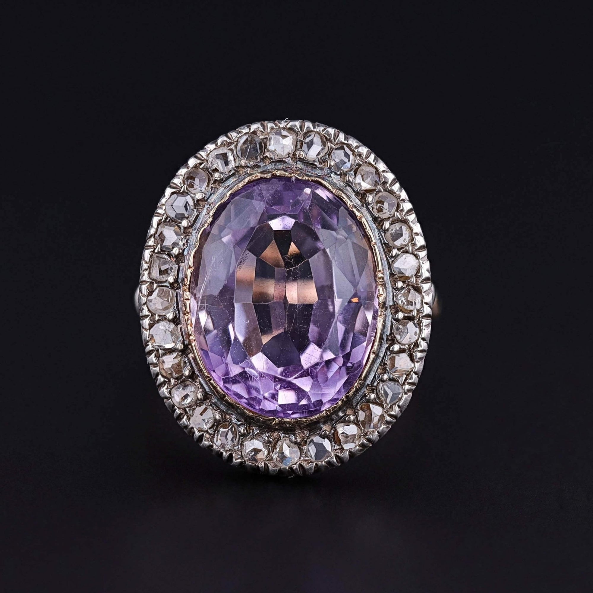 Victorian Amethyst and Diamond Ring of 15ct Gold - Trademark Antiques