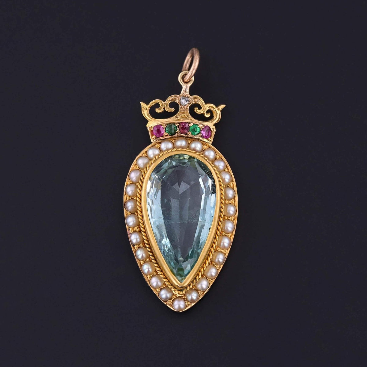 Victorian Aquamarine Pendant of 14k Gold - Trademark Antiques