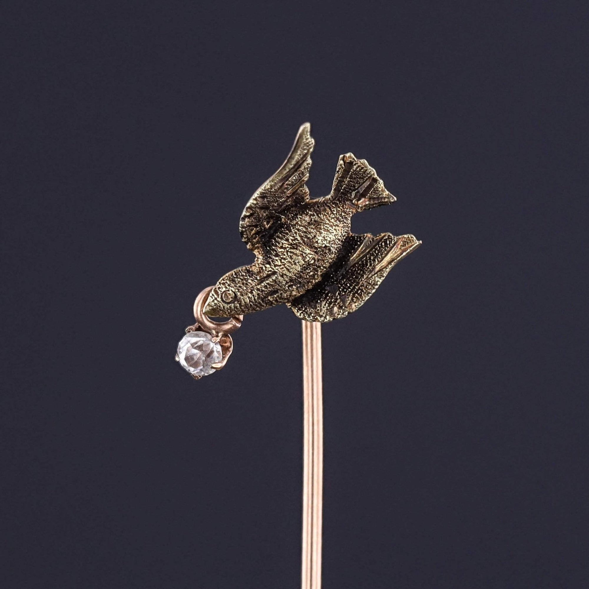 Victorian Bird in Flight Stickpin of 10k Gold - Trademark Antiques