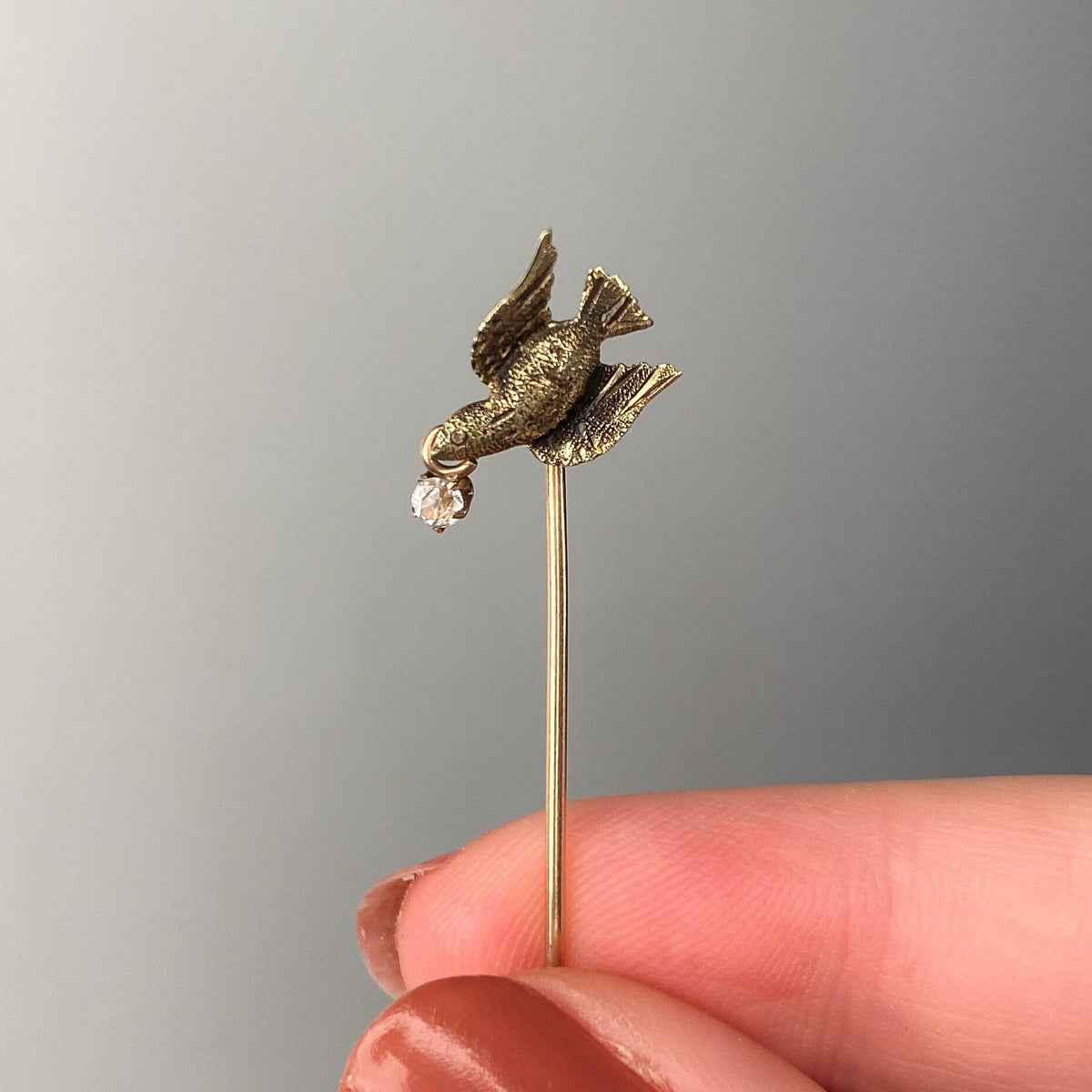 Victorian Bird in Flight Stickpin of 10k Gold - Trademark Antiques