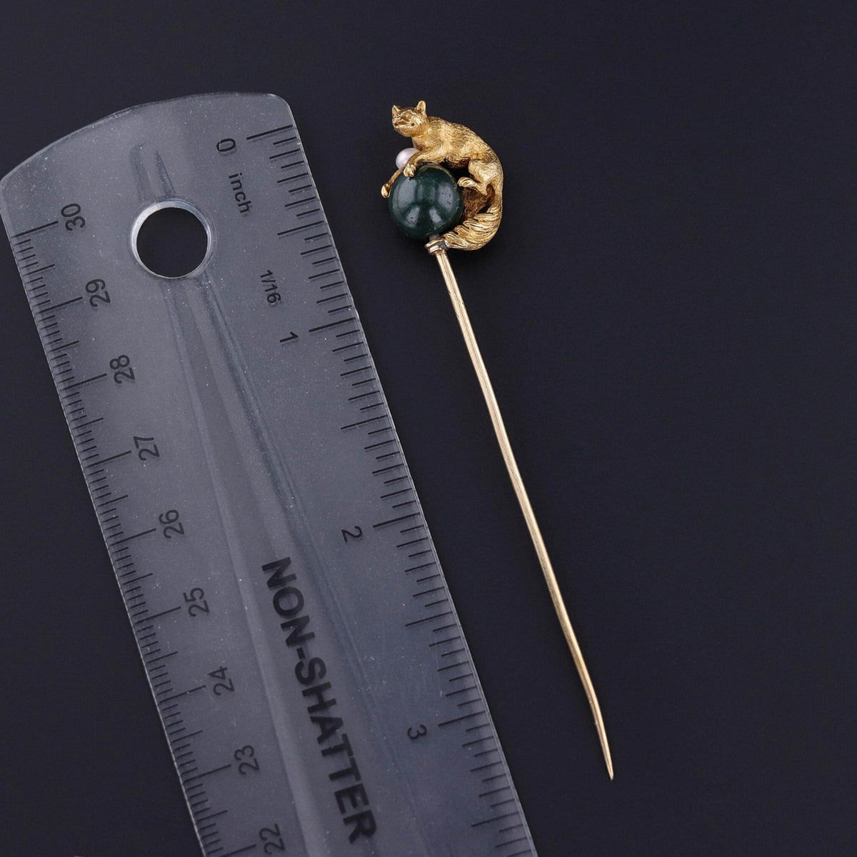Victorian Bloodstone Fox Stickpin of 15ct Gold - Trademark Antiques