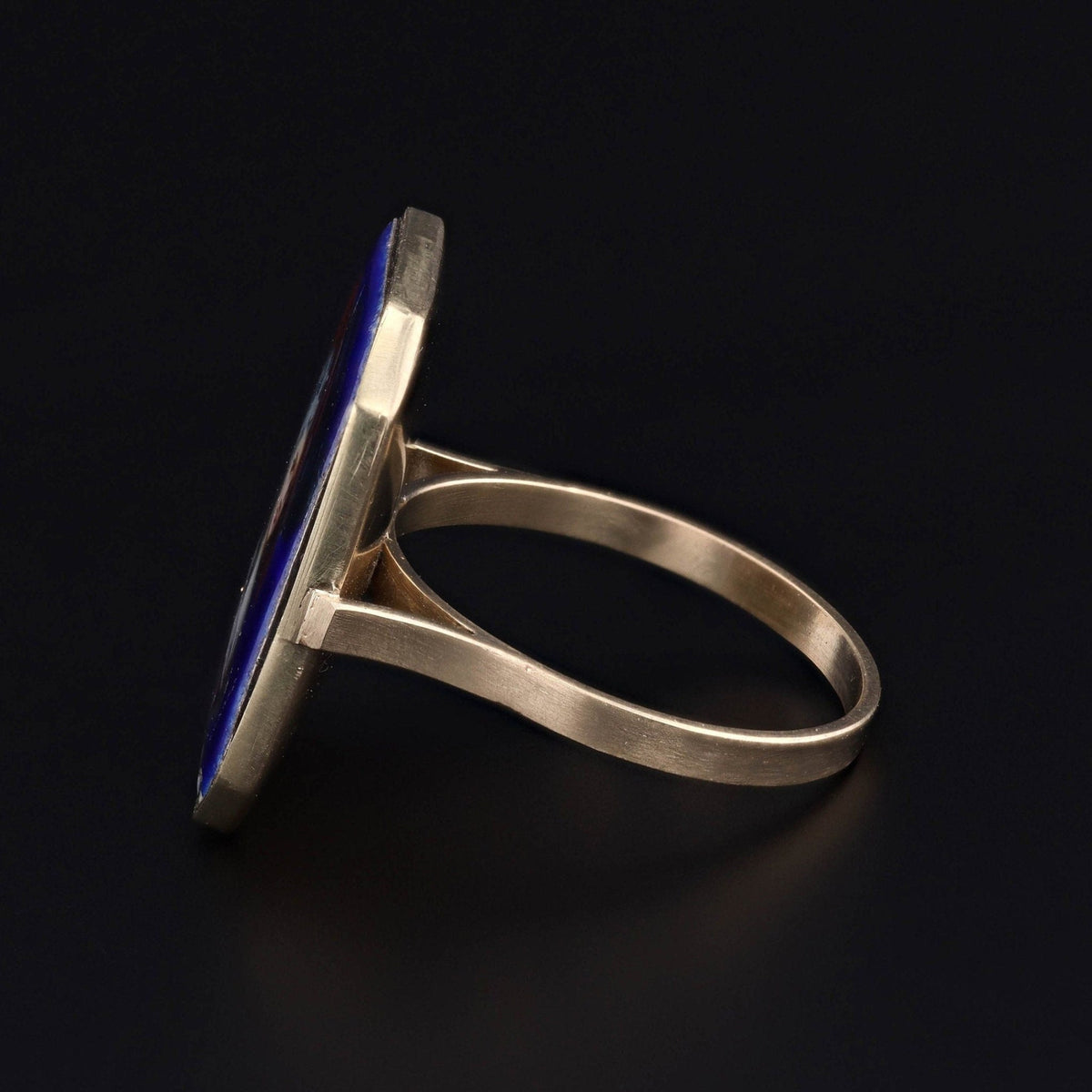 Victorian Blue Enamel Woman Conversion Ring of 14k Gold - Trademark Antiques