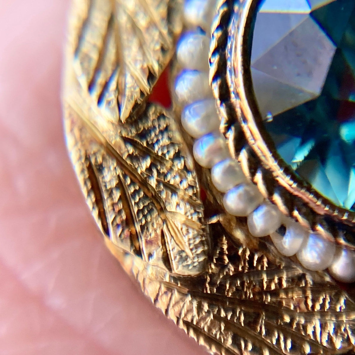 Victorian Blue Zircon Necklace of 14k Gold - Trademark Antiques