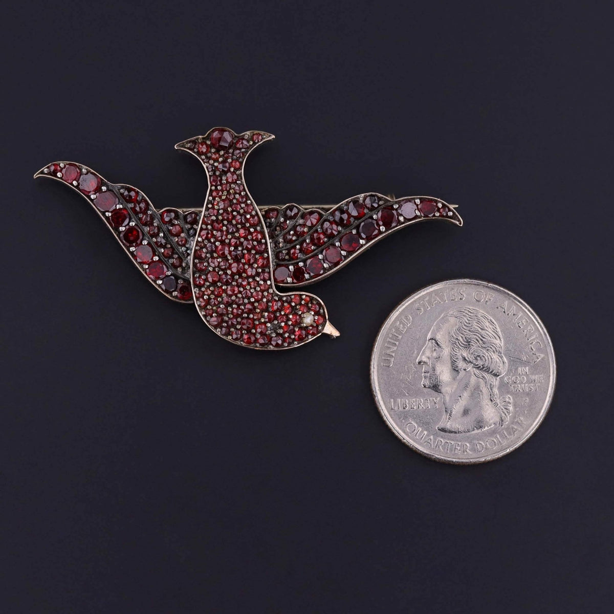 Victorian Bohemian Garnet Bird Brooch - Trademark Antiques