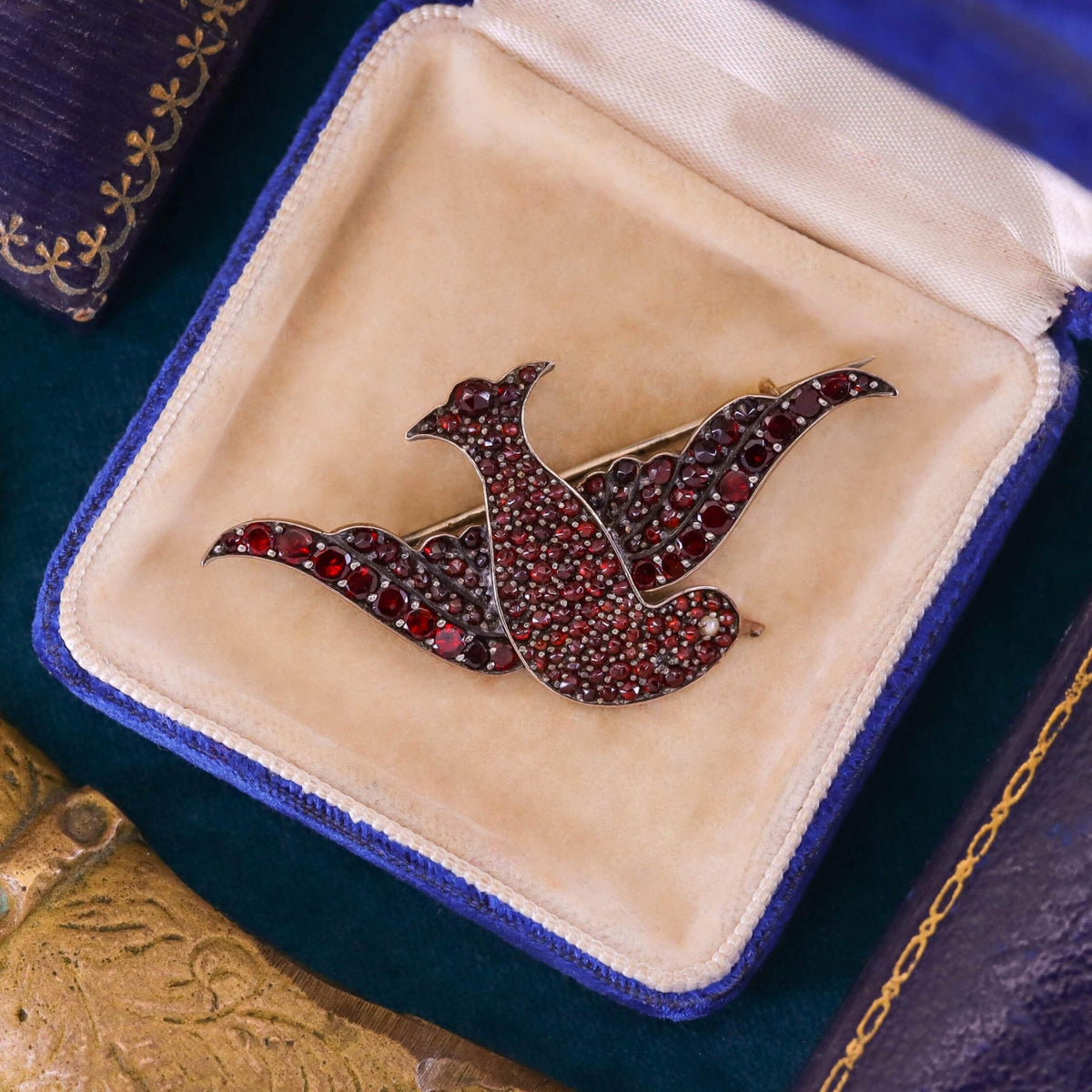 Victorian Bohemian Garnet Bird Brooch - Trademark Antiques
