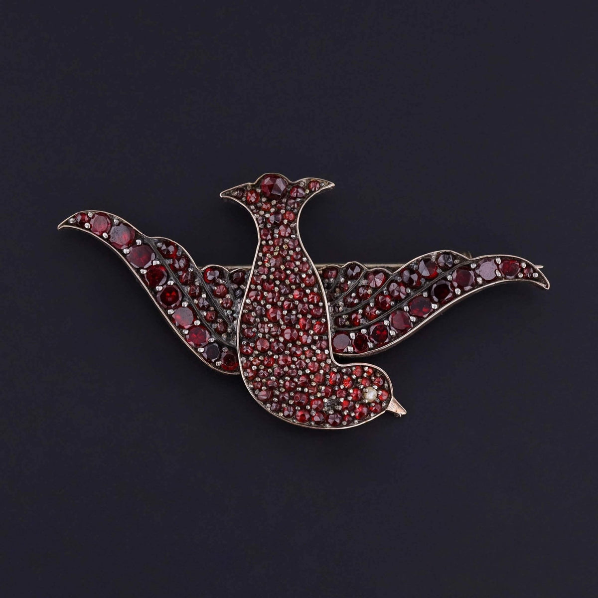 Victorian Bohemian Garnet Bird Brooch - Trademark Antiques