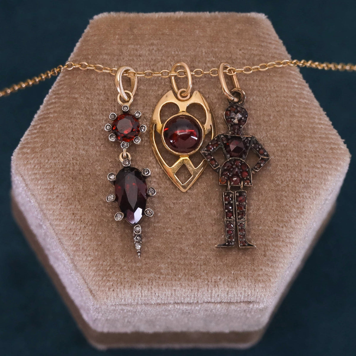 Victorian Bohemian Garnet Person Charm - Trademark Antiques