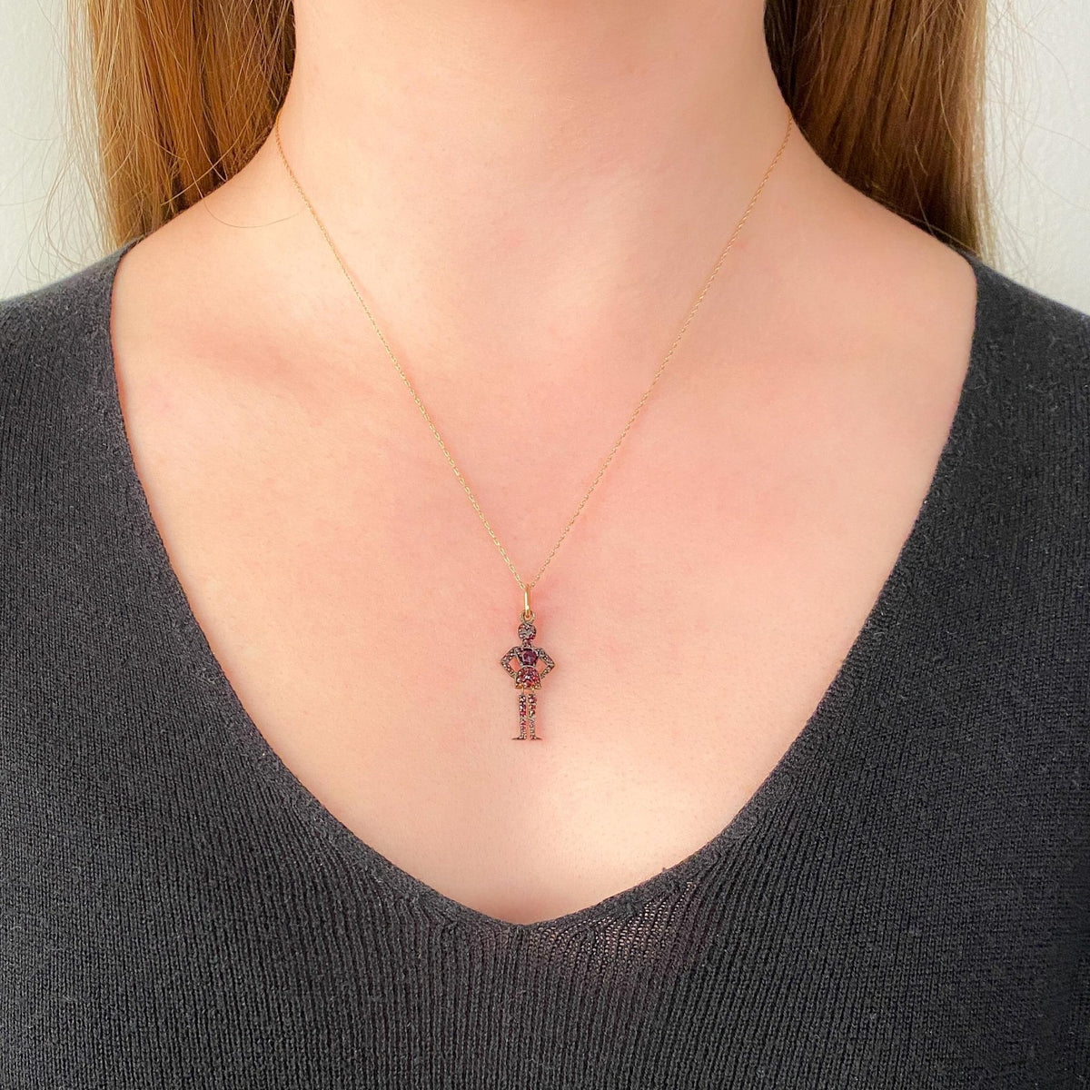 Victorian Bohemian Garnet Person Charm - Trademark Antiques