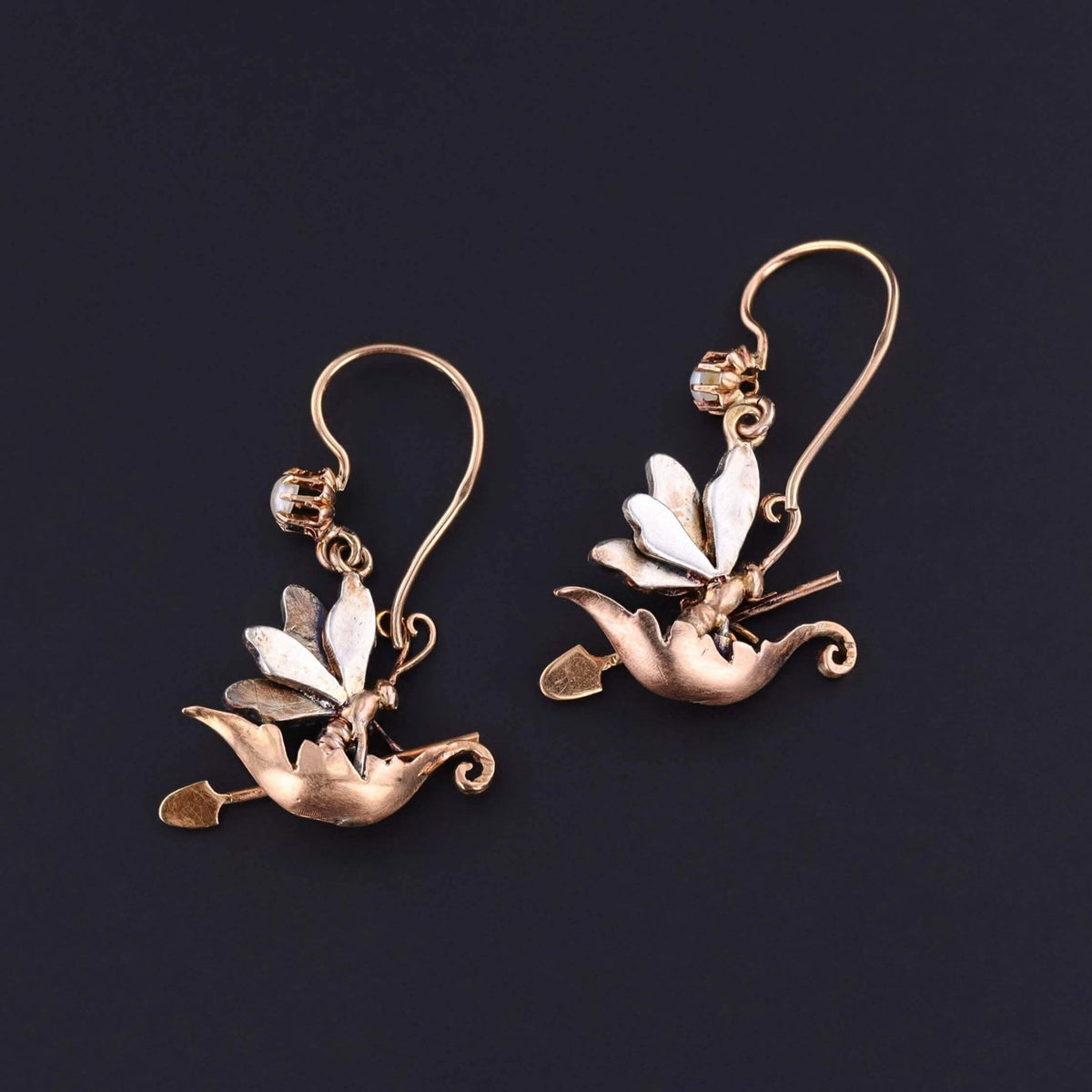 Victorian Butterfly Earrings and Brooch Set in Original Box - Trademark Antiques