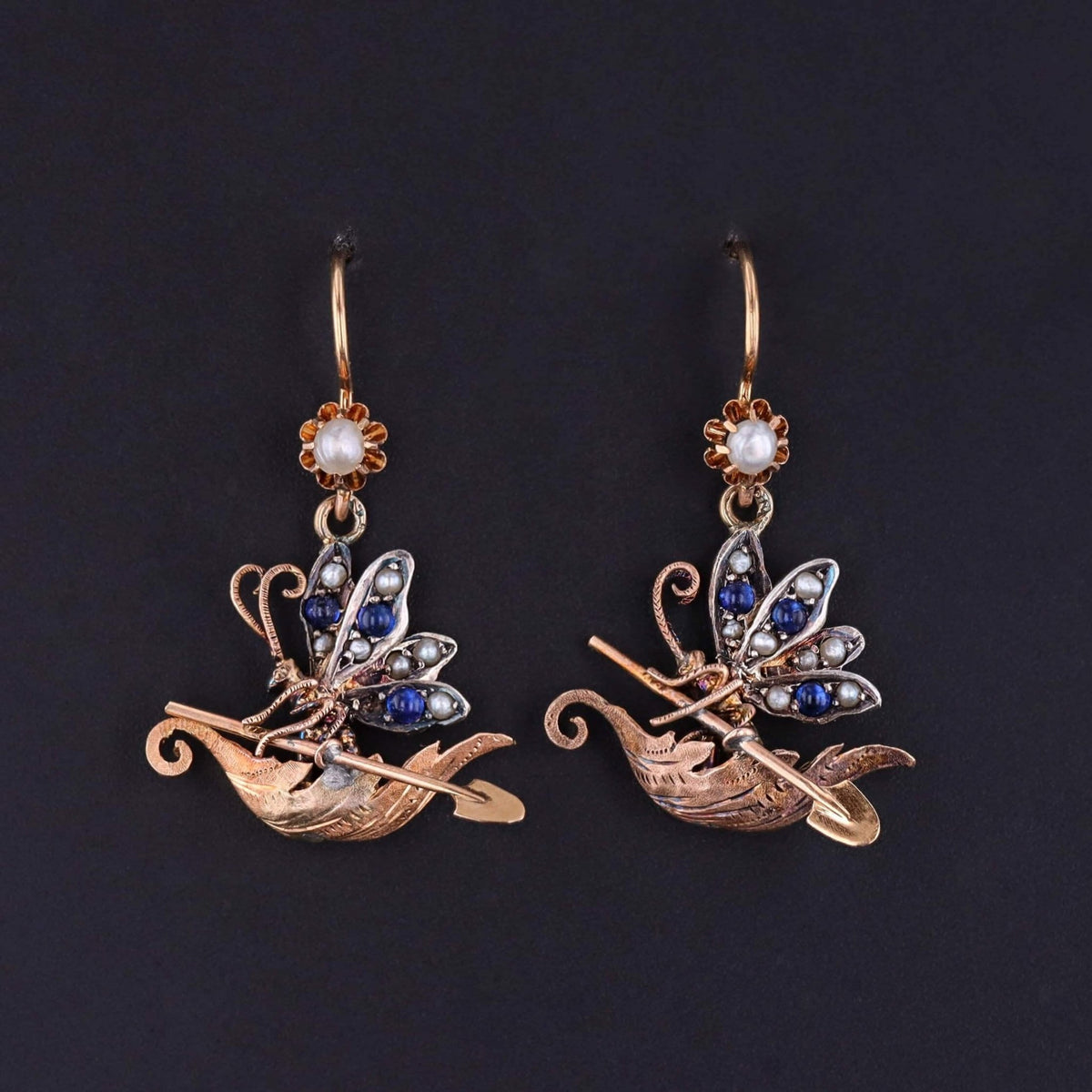 Victorian Butterfly Earrings and Brooch Set in Original Box - Trademark Antiques