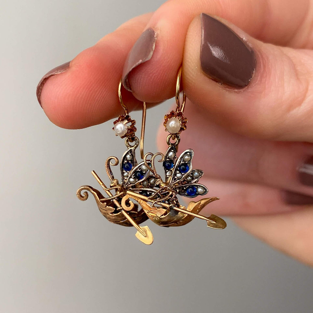 Victorian Butterfly Earrings and Brooch Set in Original Box - Trademark Antiques