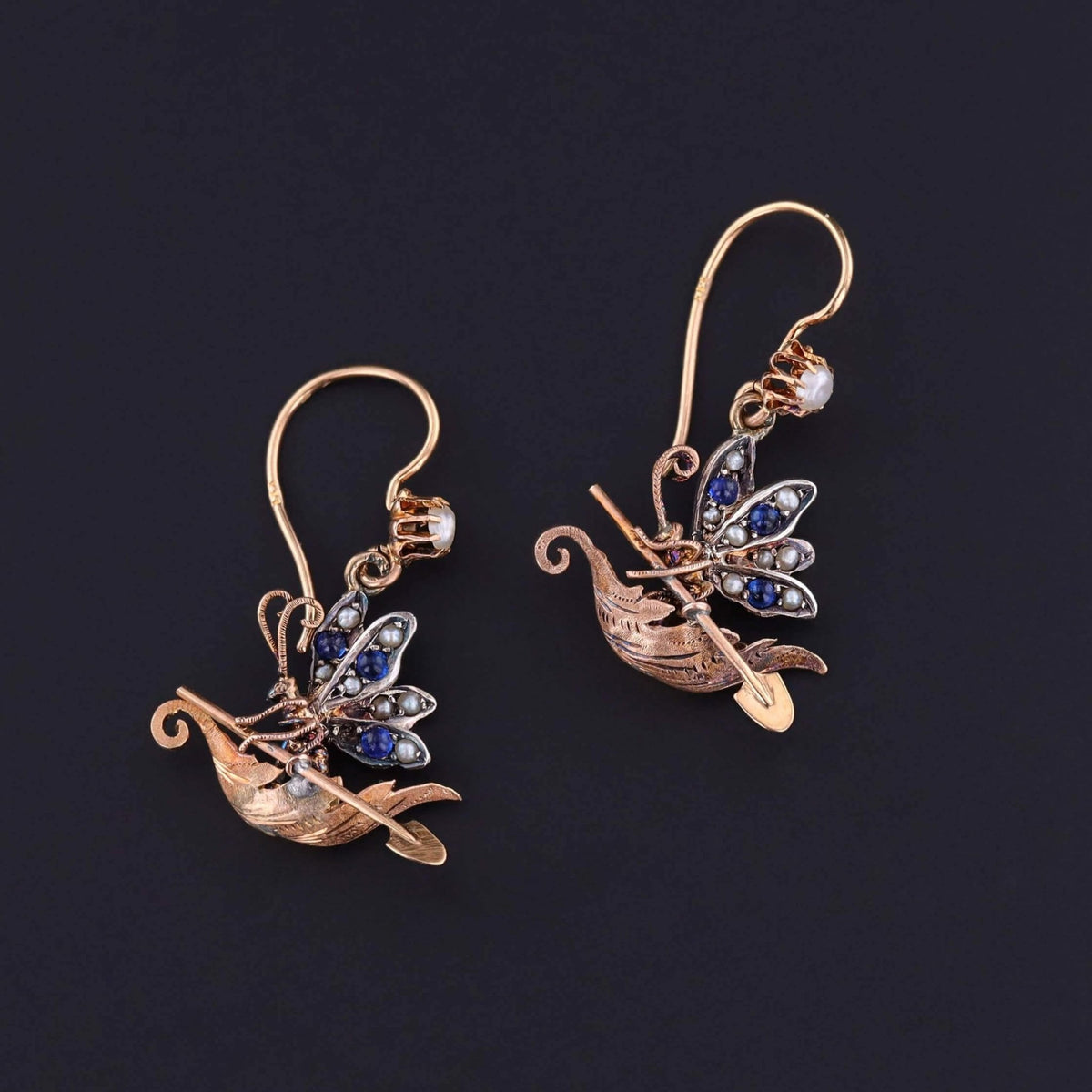 Victorian Butterfly Earrings and Brooch Set in Original Box - Trademark Antiques