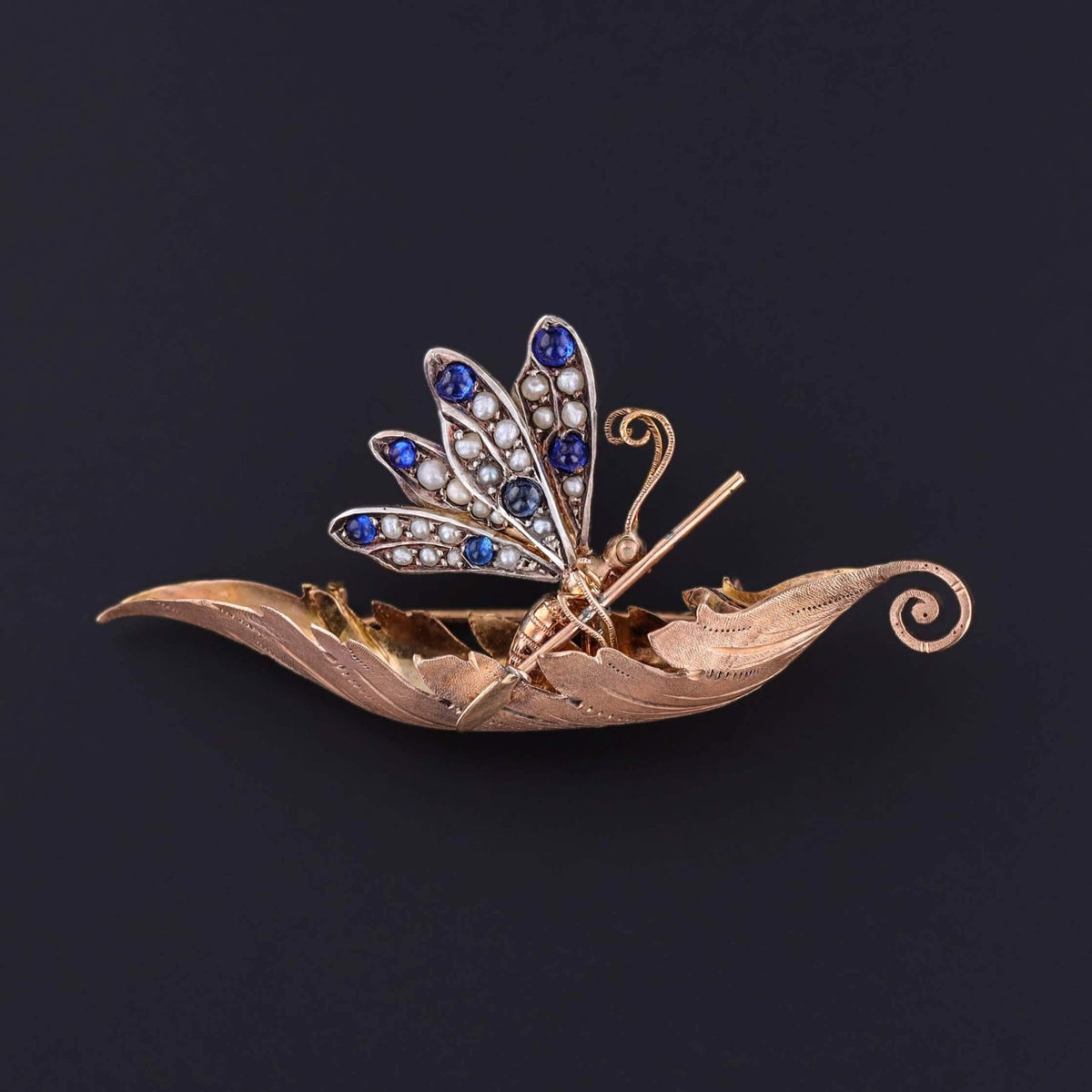 Victorian Butterfly Earrings and Brooch Set in Original Box - Trademark Antiques