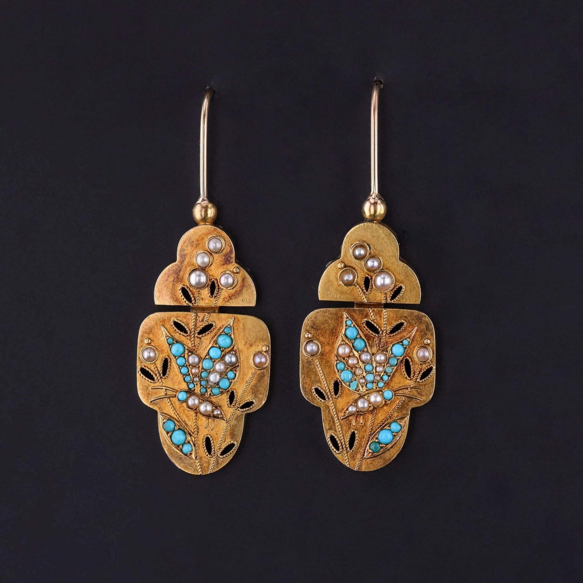 Victorian Butterfly Earrings of 14k Gold - Trademark Antiques
