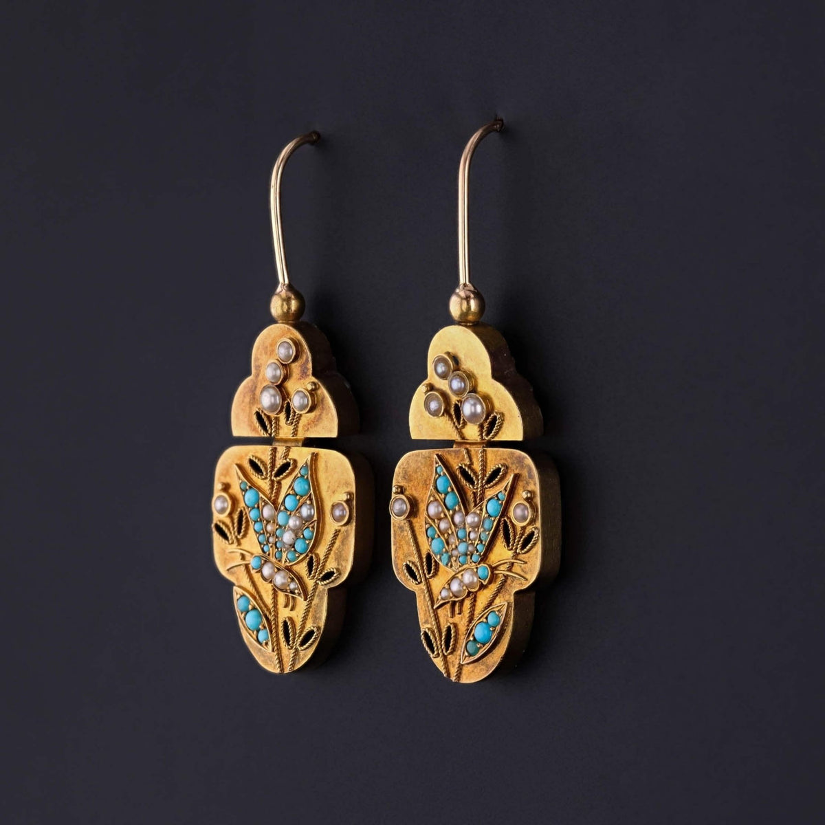 Victorian Butterfly Earrings of 14k Gold - Trademark Antiques
