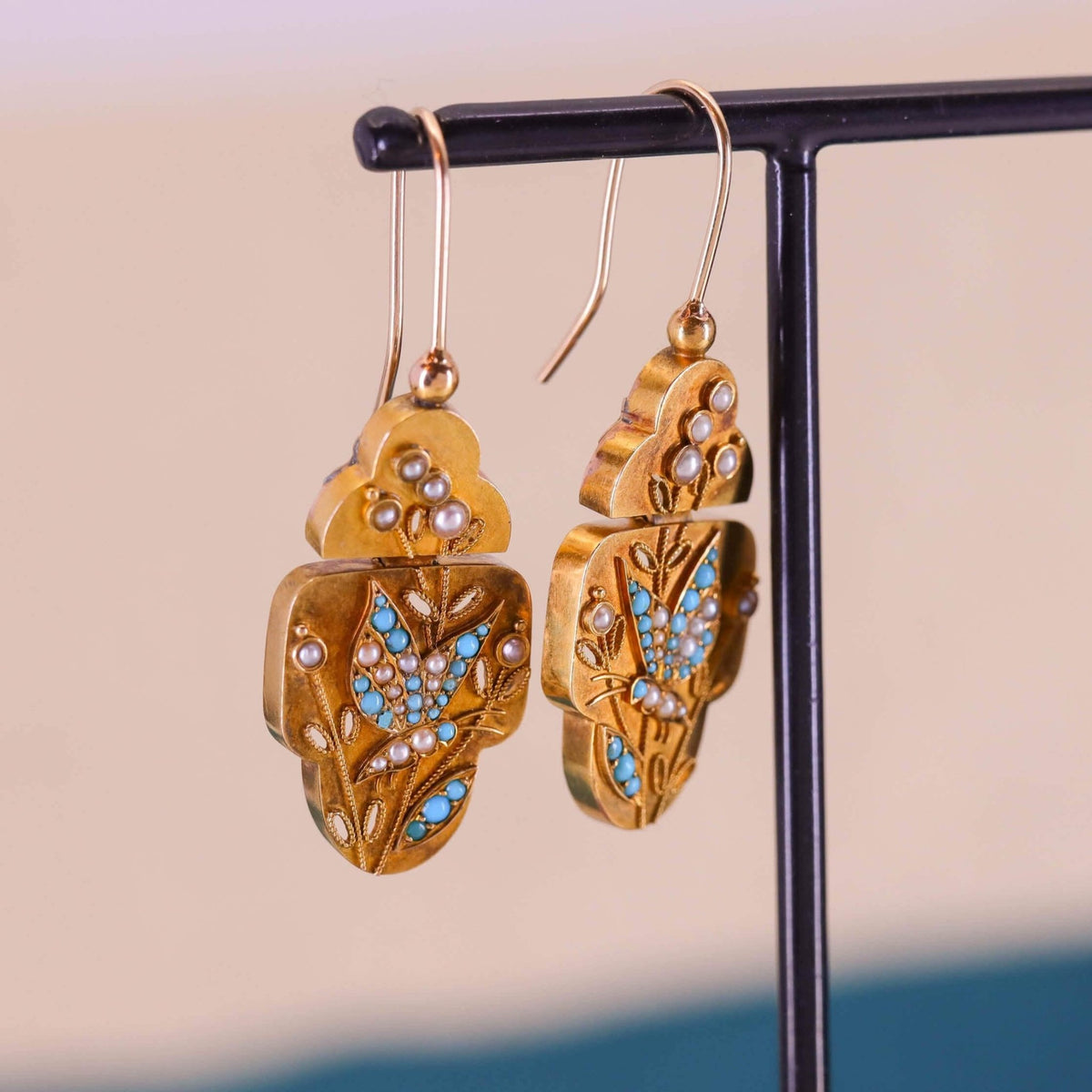 Victorian Butterfly Earrings of 14k Gold - Trademark Antiques