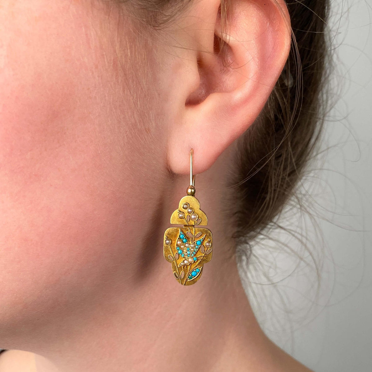 Victorian Butterfly Earrings of 14k Gold - Trademark Antiques