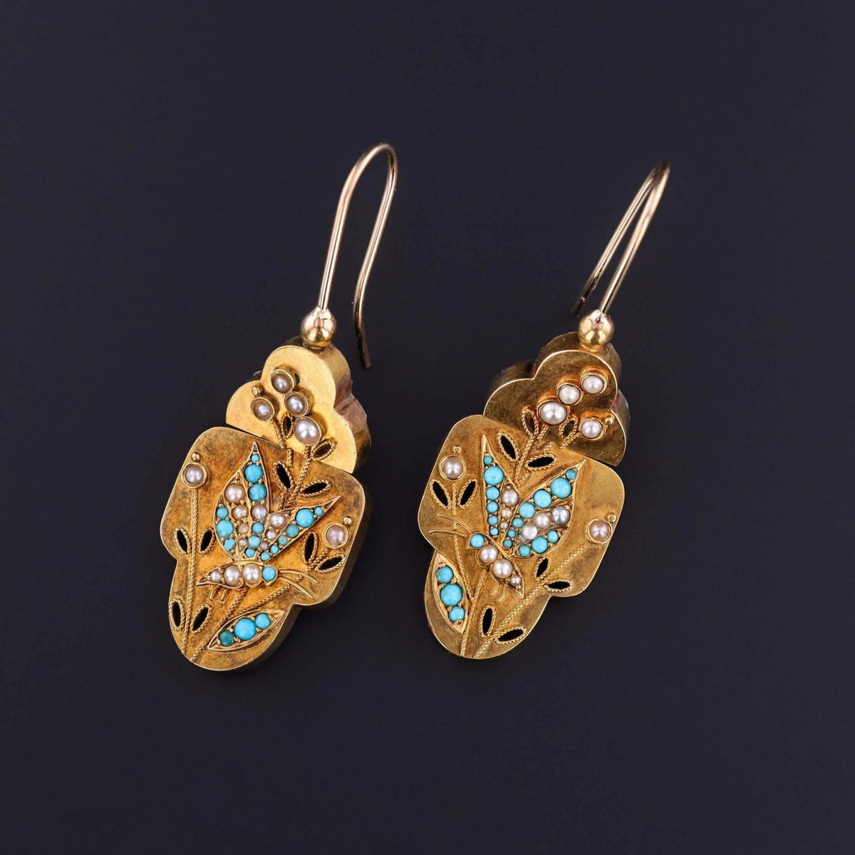 Victorian Butterfly Earrings of 14k Gold - Trademark Antiques