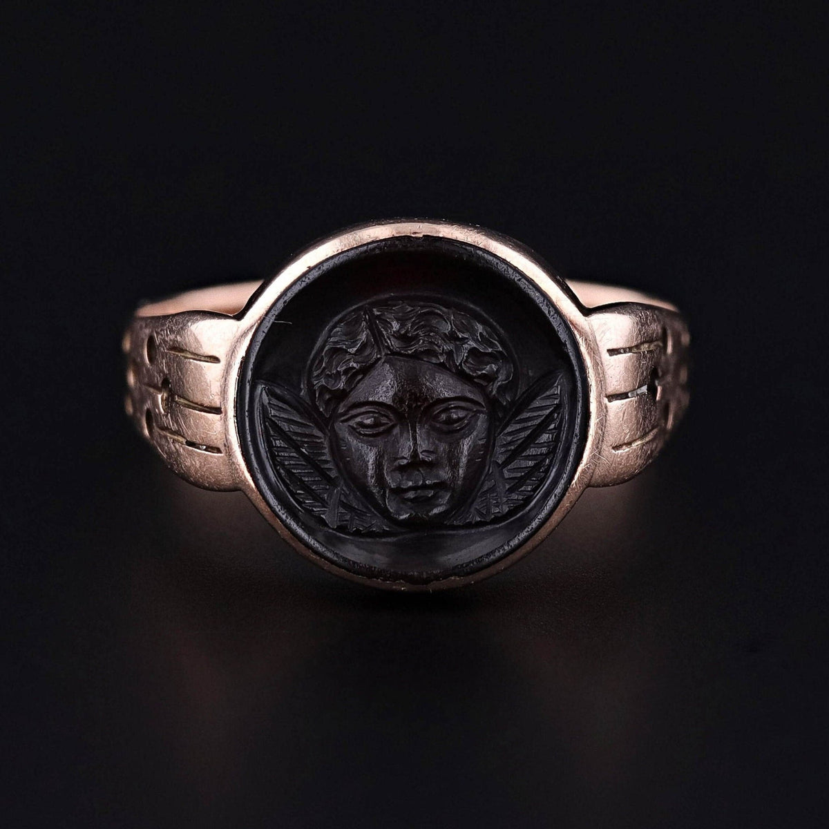 Victorian Carnelian Cherub Cameo Ring of 10k Gold - Trademark Antiques