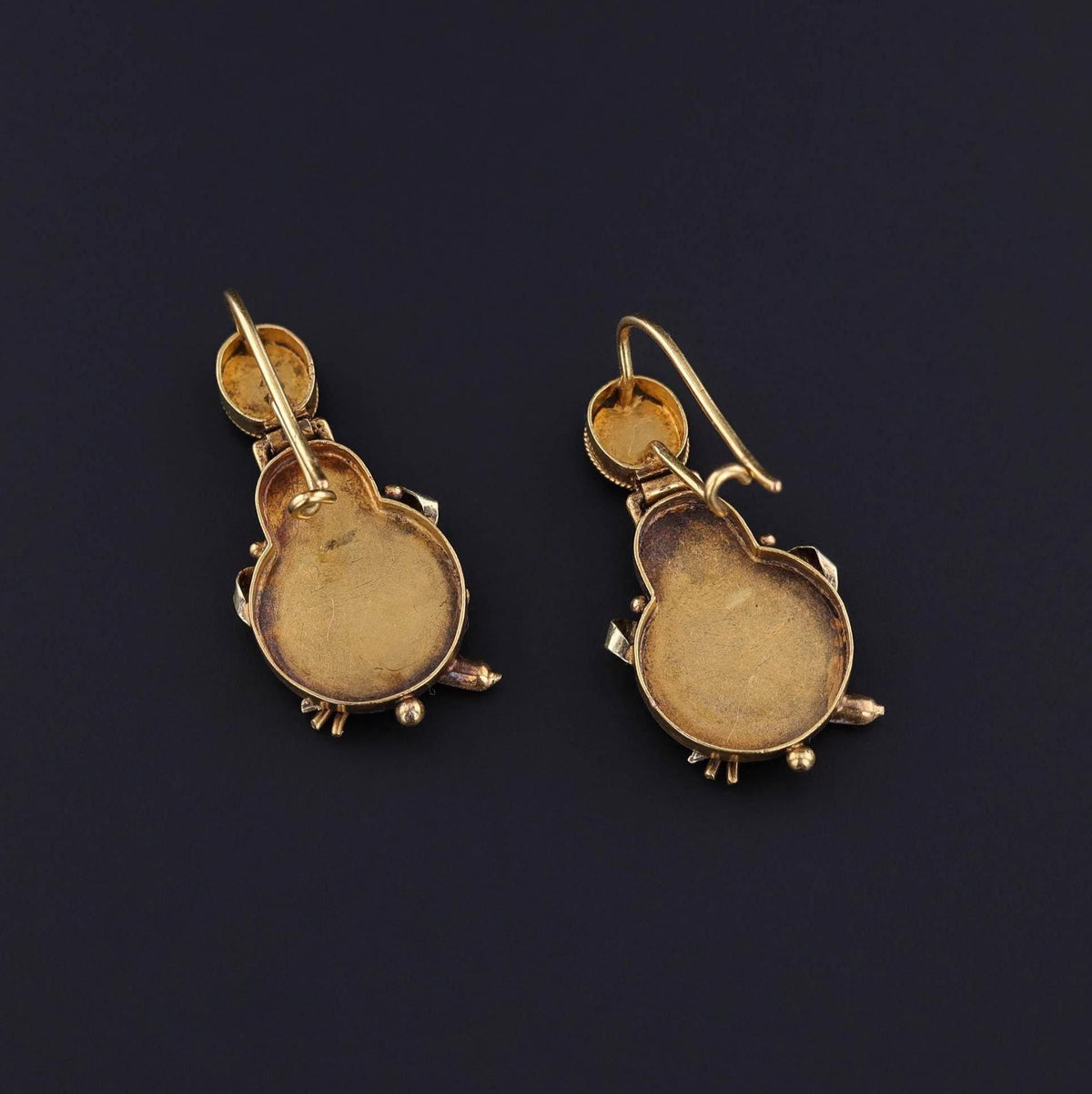Victorian Cattail Earrings of 14k Gold - Trademark Antiques