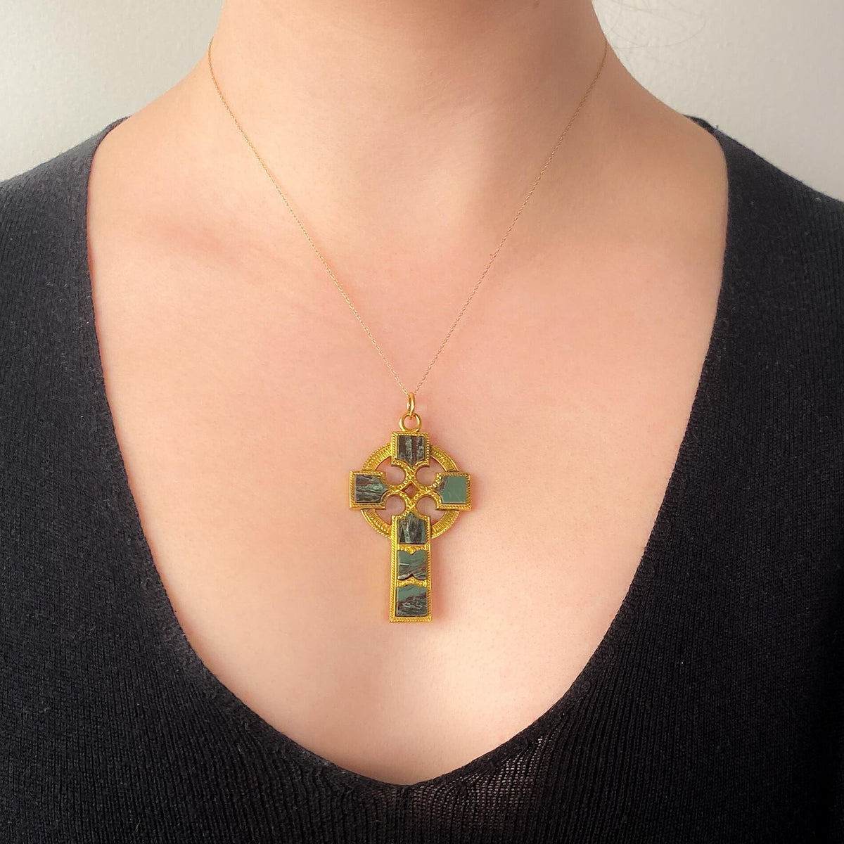 Victorian Celtic Cross Pendant of 14k Gold - Trademark Antiques