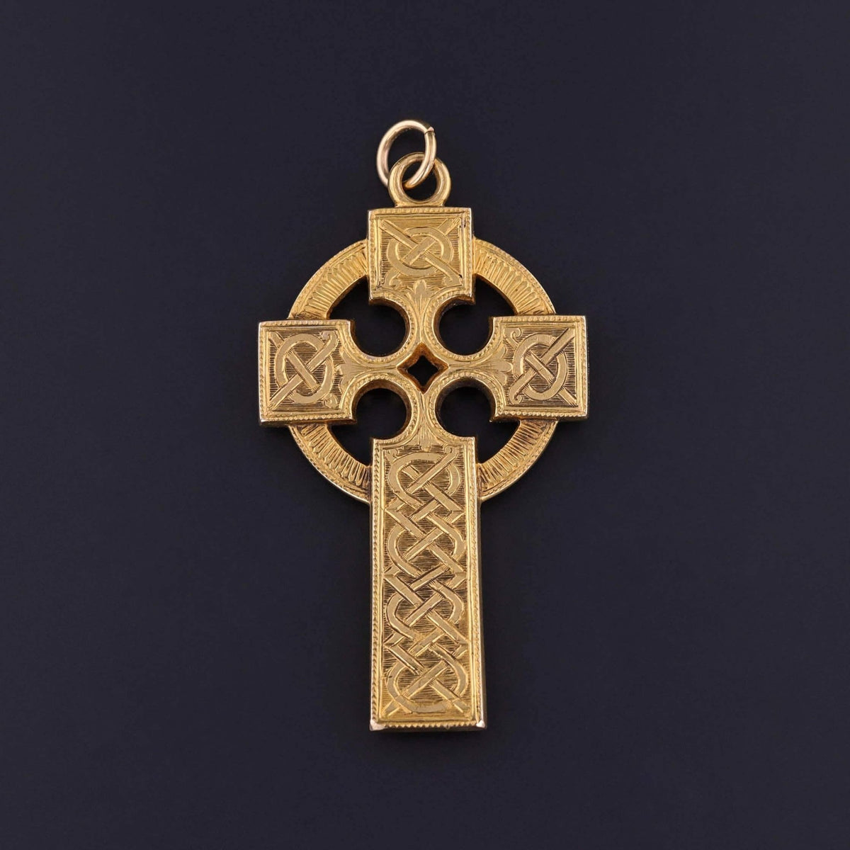 Victorian Celtic Cross Pendant of 14k Gold - Trademark Antiques