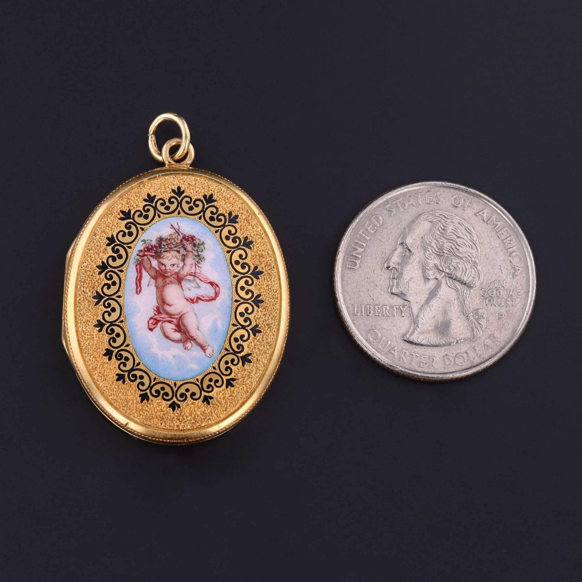 Victorian Cherub Locket of 18k Gold - Trademark Antiques