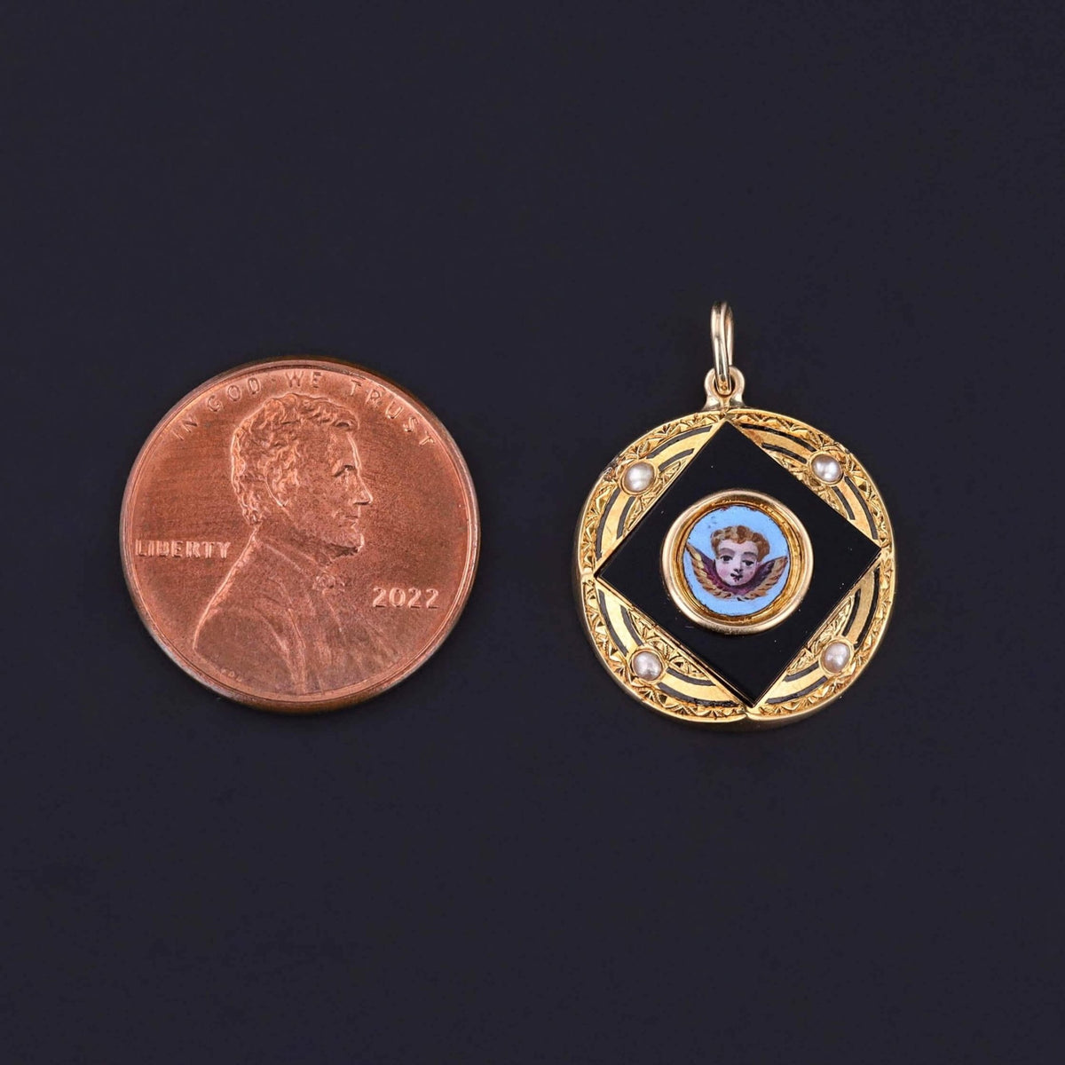 Victorian Cherub Pendant of 18k Gold - Trademark Antiques