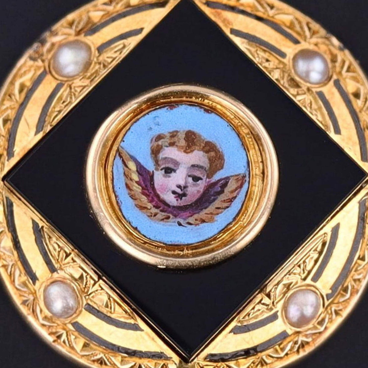 Victorian Cherub Pendant of 18k Gold - Trademark Antiques