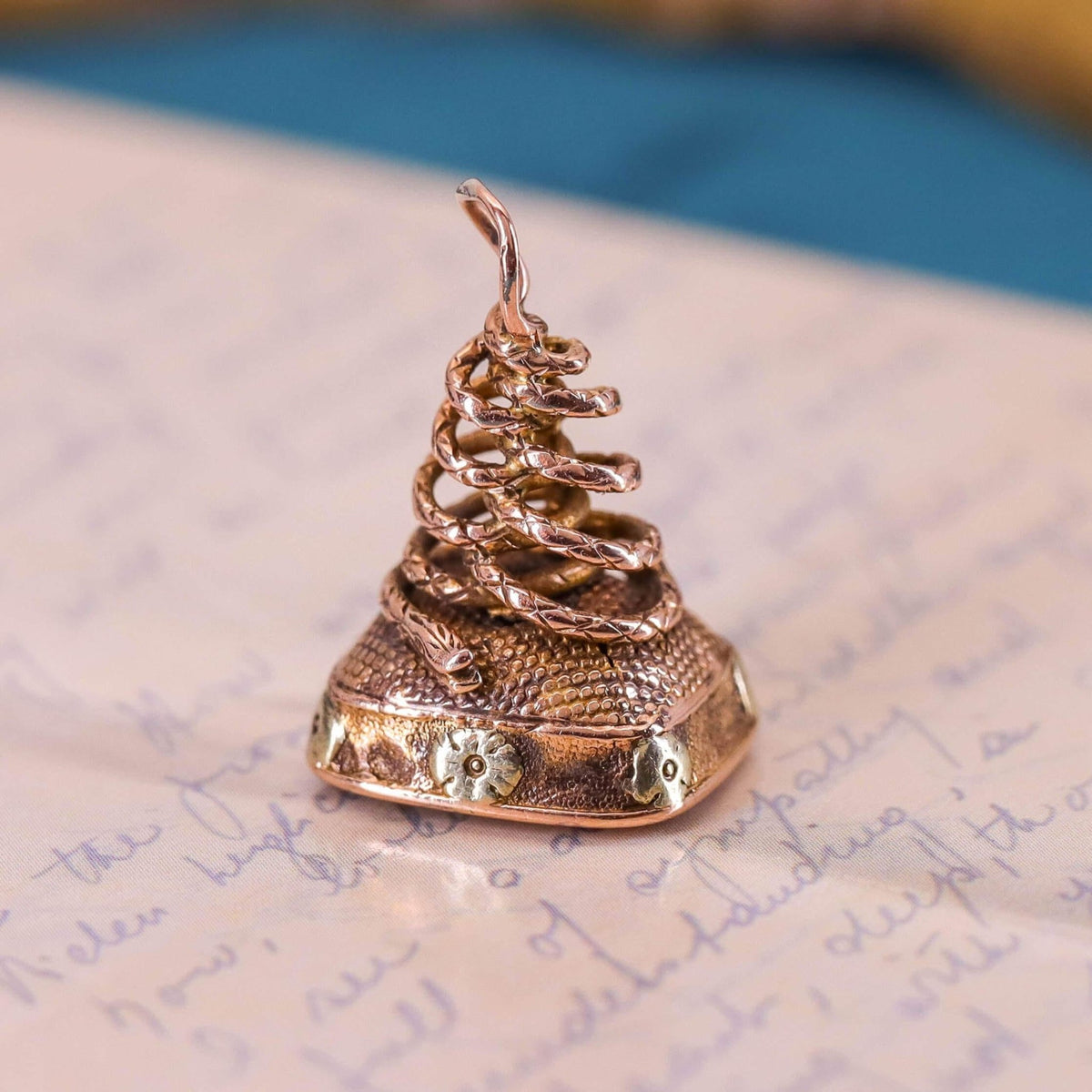 Victorian Coiled Snake Fob Pendant of 18k Gold - Trademark Antiques