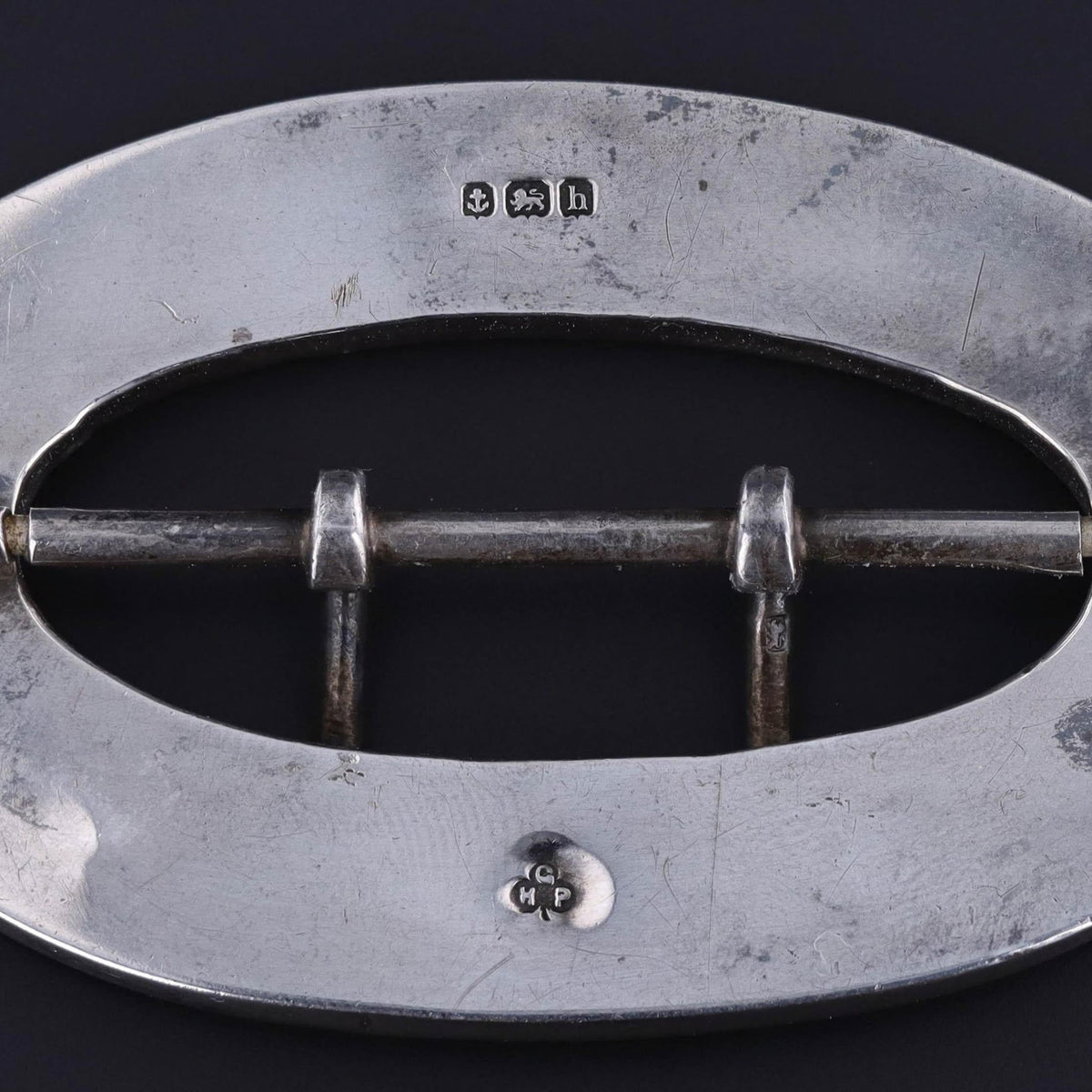 Victorian Connemara Marble Buckle of Sterling Silver - Trademark Antiques