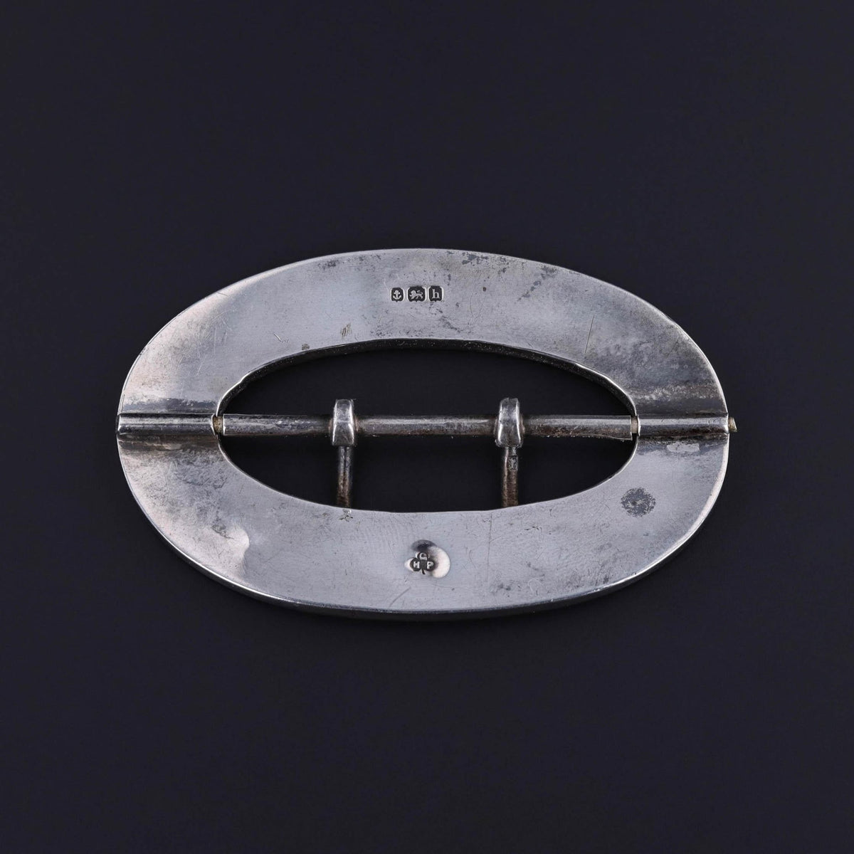 Victorian Connemara Marble Buckle of Sterling Silver - Trademark Antiques